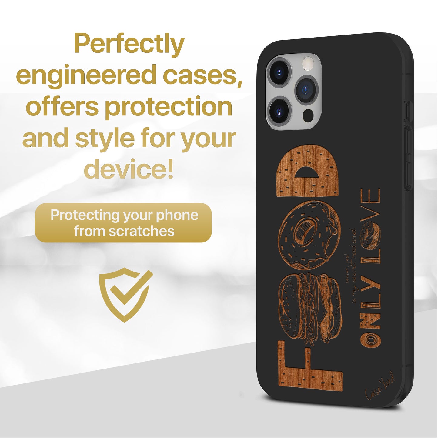 Food is Only Love Wooden Laser Engraved Phone Case for iPhone