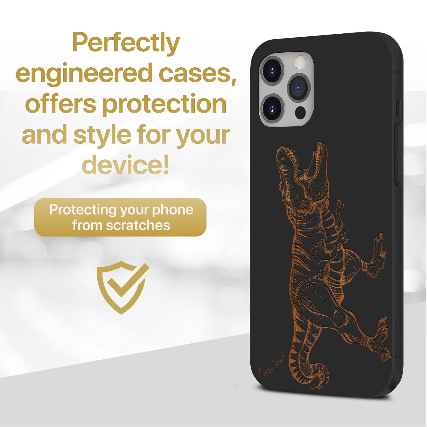 T-Rex Wooden Laser Engraved Phone Case for iPhone