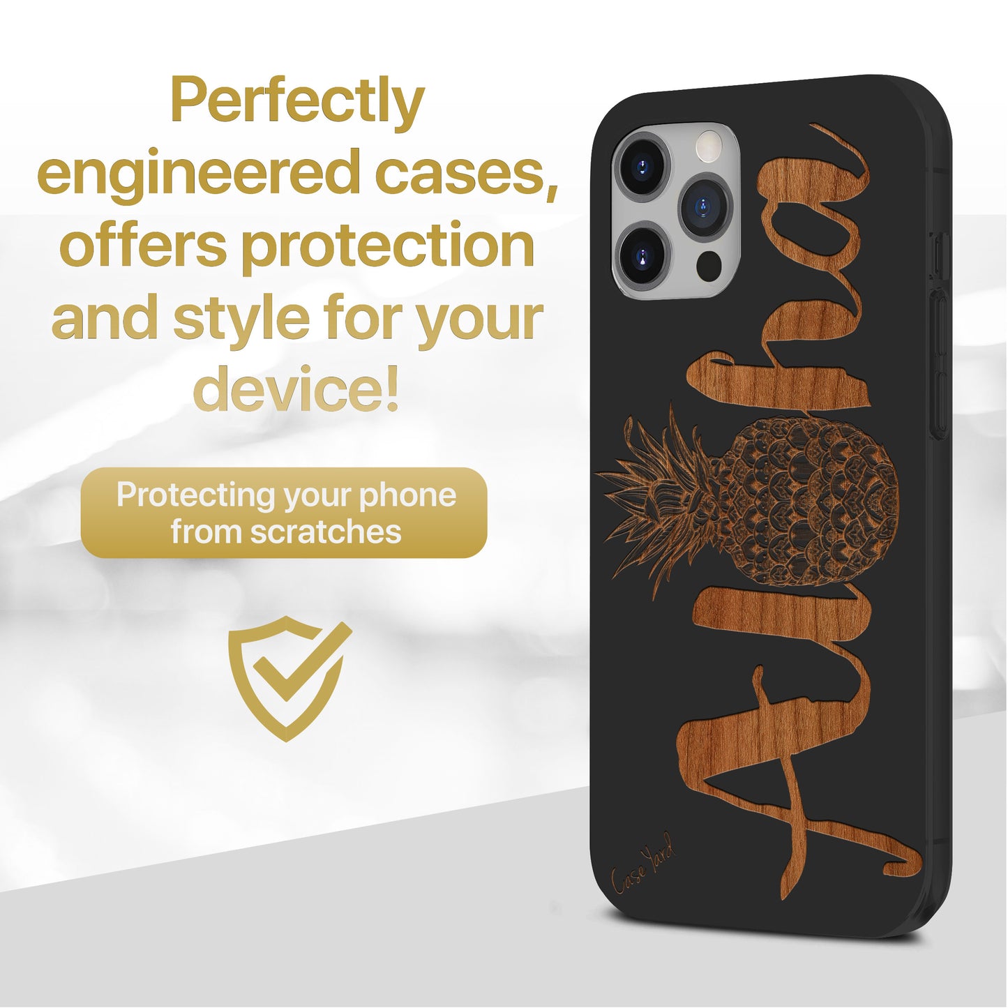 Aloha Pineapple Wooden Laser Engraved Phone Case for iPhone & Samsung Phones