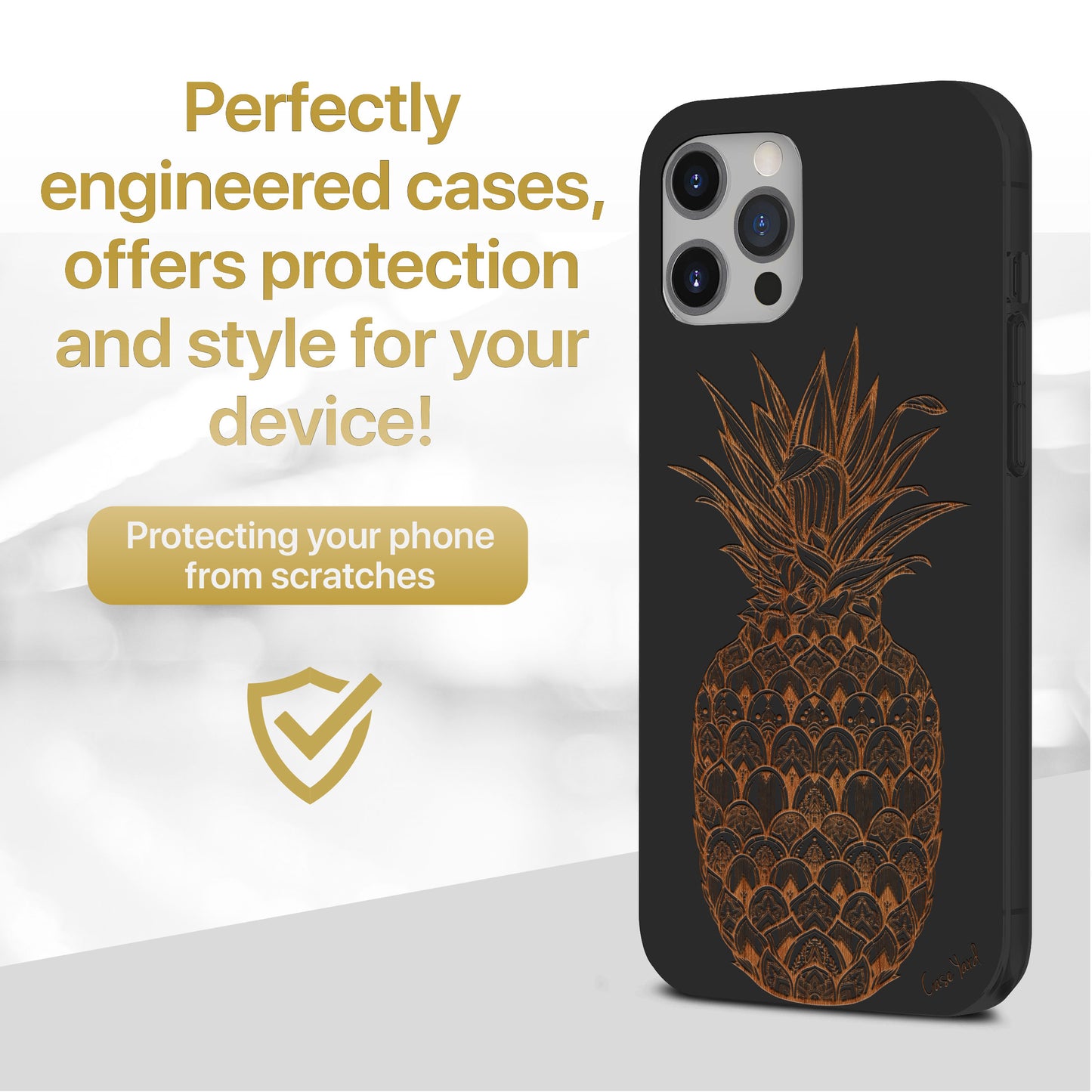 Ornamental Pineapple Wooden Laser Engraved Phone Case for iPhone