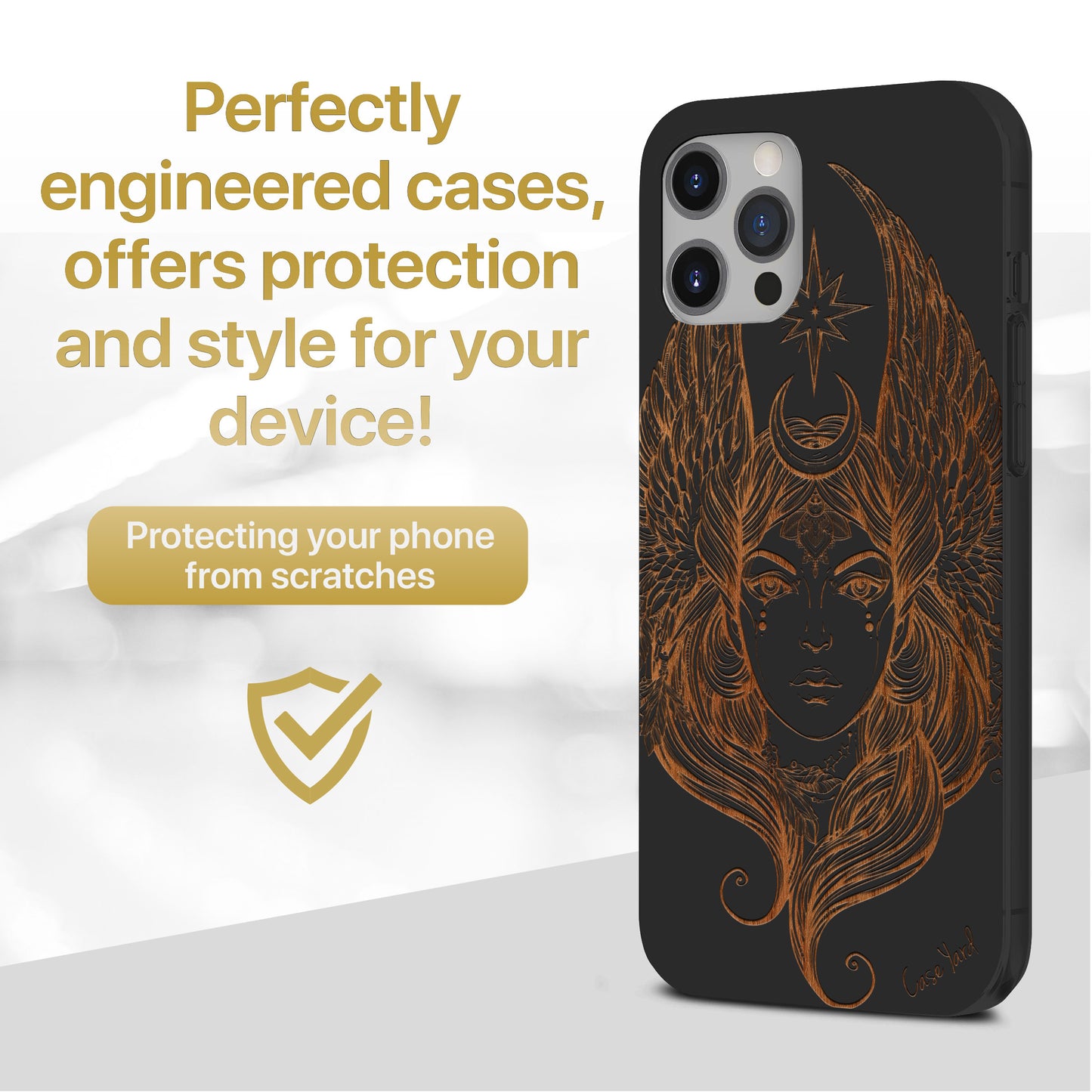 Beautiful Athena Wooden Laser Engraved Phone Case for iPhone & Samsung Phones
