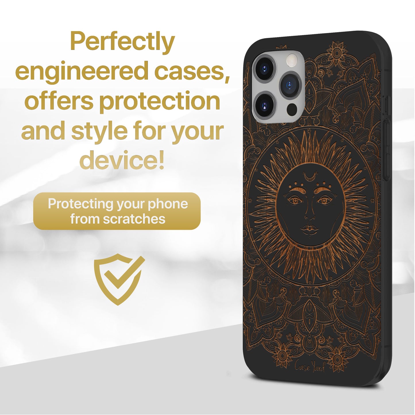 Sun Mandala Wooden Laser Engraved Phone Case for iPhone
