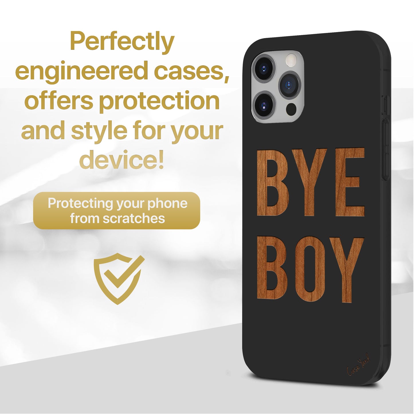 Bye Boy Wooden Laser Engraved Phone Case for iPhone & Samsung Phones