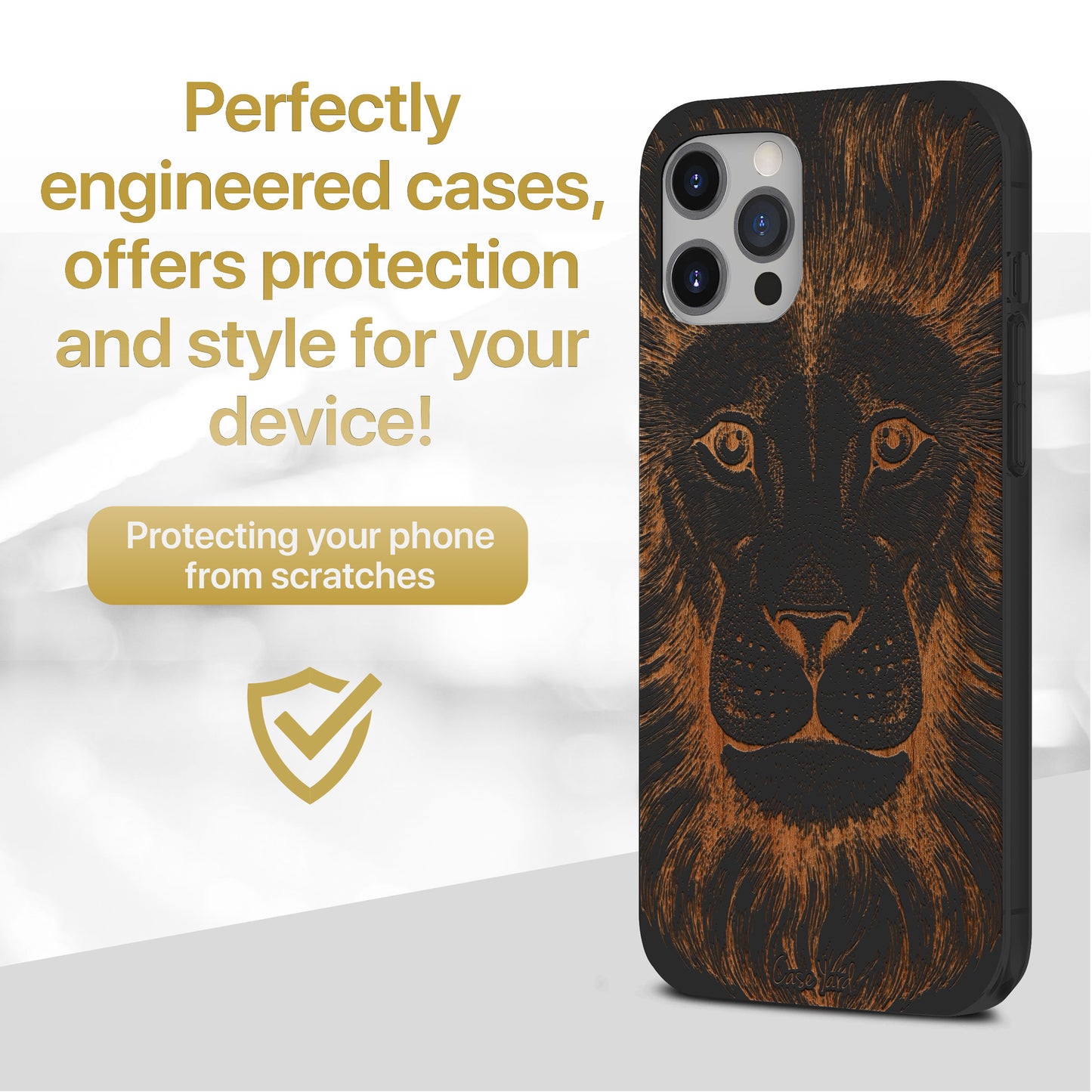 Great Lion Wooden Laser Engraved Phone Case for iPhone