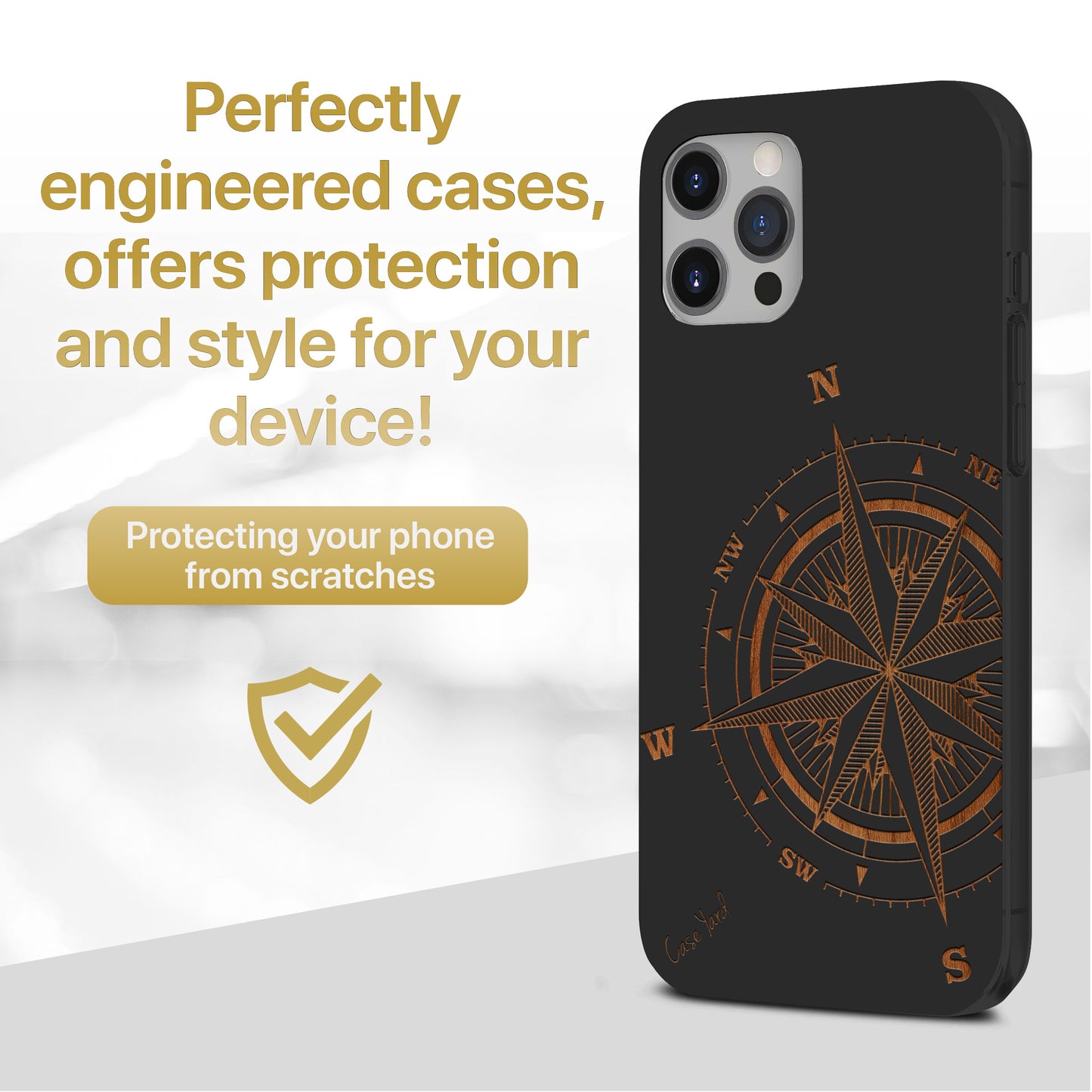 Wooden Cell Phone Case Cover, Laser Engraved case for iPhone & Samsung phone Compass Rose Wood Case Design