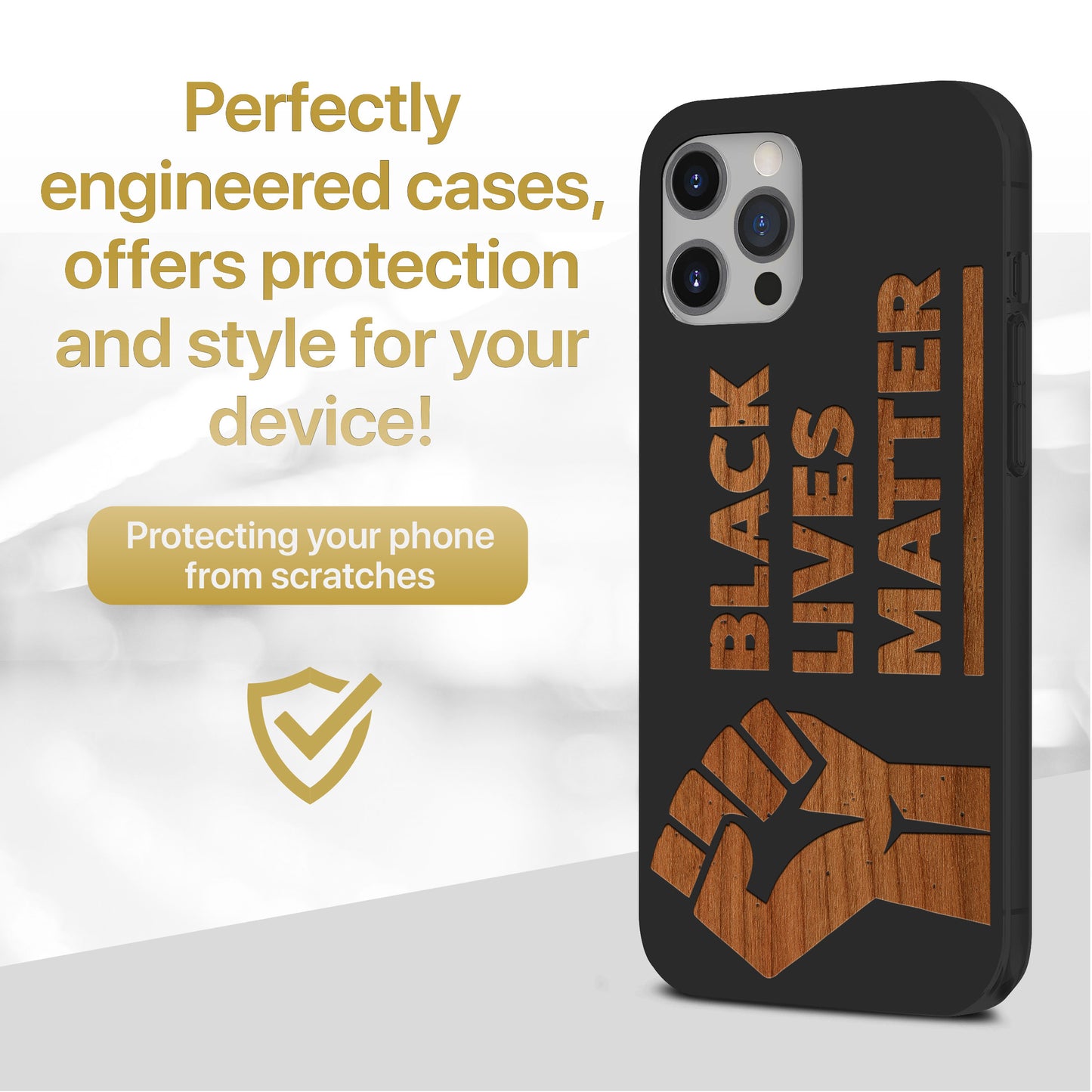 Black Lives Matter Wooden Laser Engraved Phone Case for iPhone & Samsung Phones