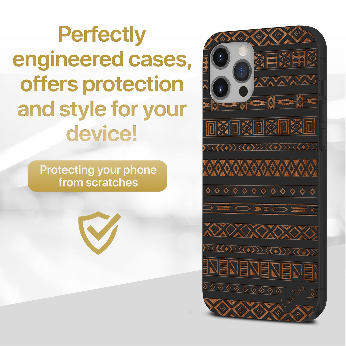 Aztec Pattern Wooden Laser Engraved Phone Case