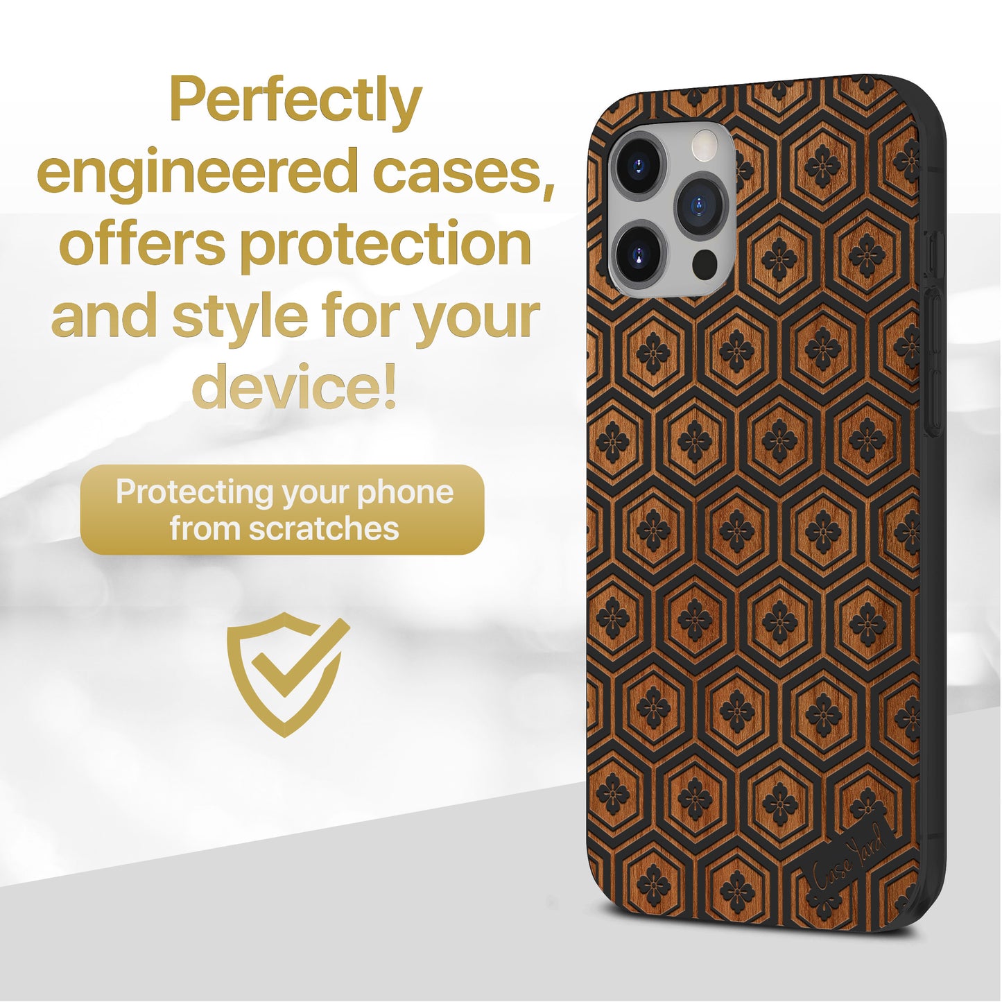 Japanese Pattern Wooden Laser Engraved Phone Case for iPhone