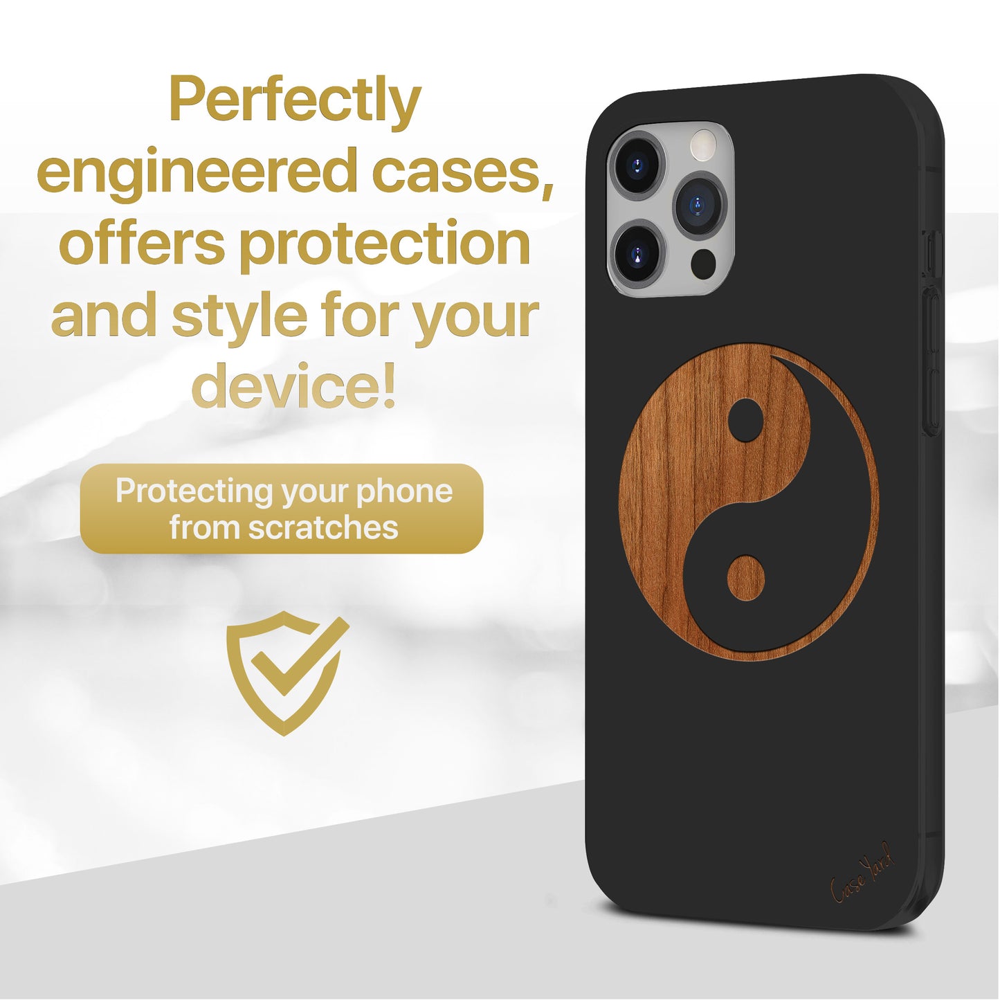 Yin Yang Wooden Laser Engraved Phone Case for iPhone