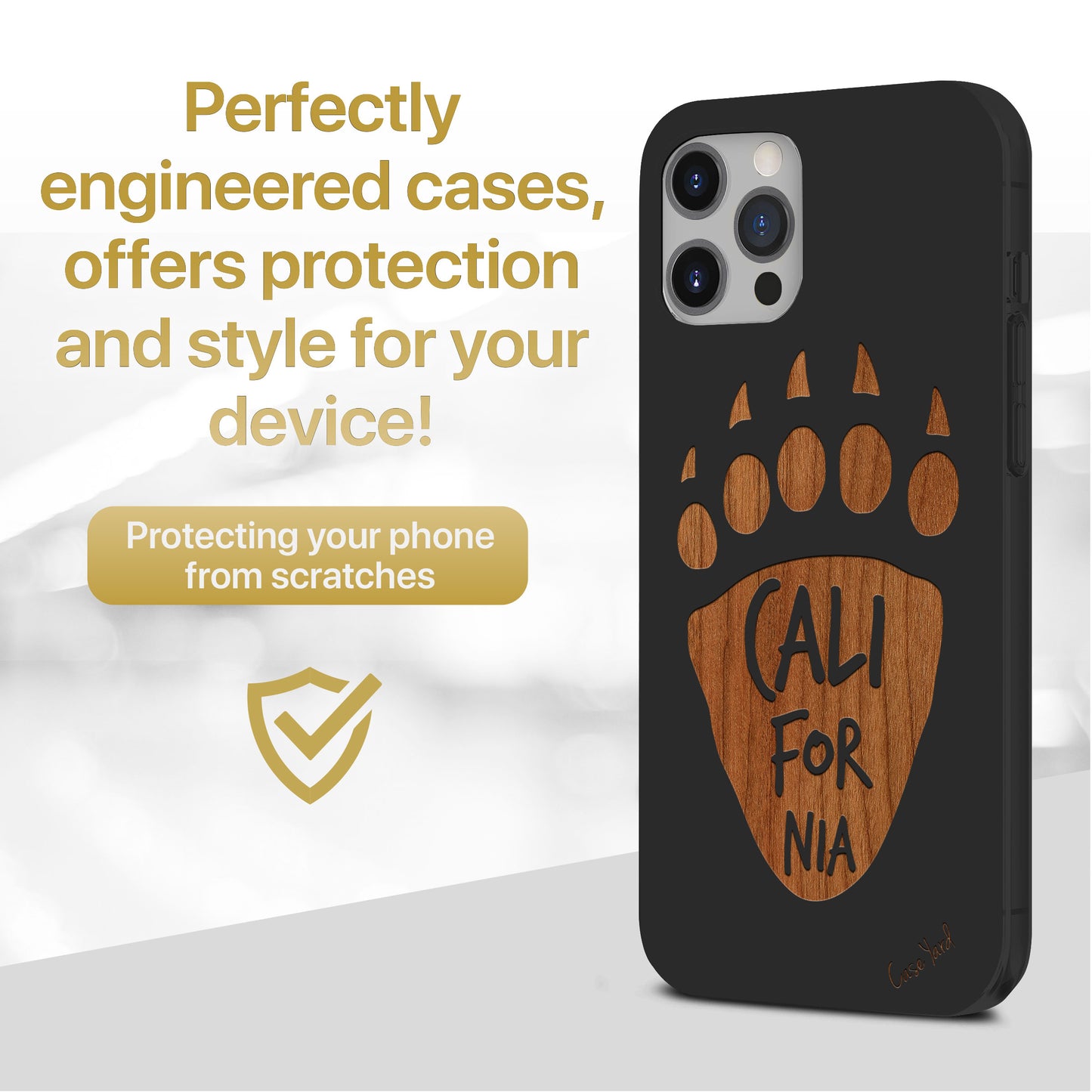 Cali Paw Wooden Laser Engraved Phone Case