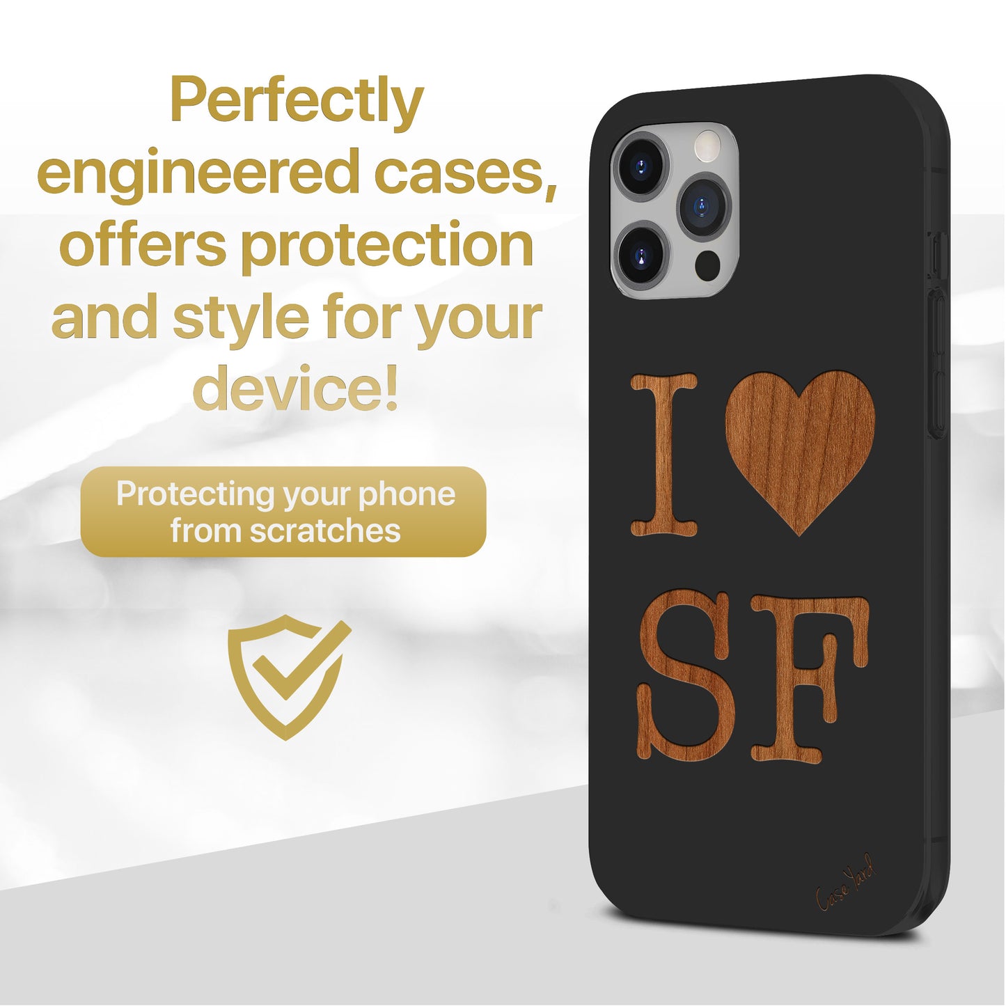 I Love SF Wooden Laser Engraved Phone Case