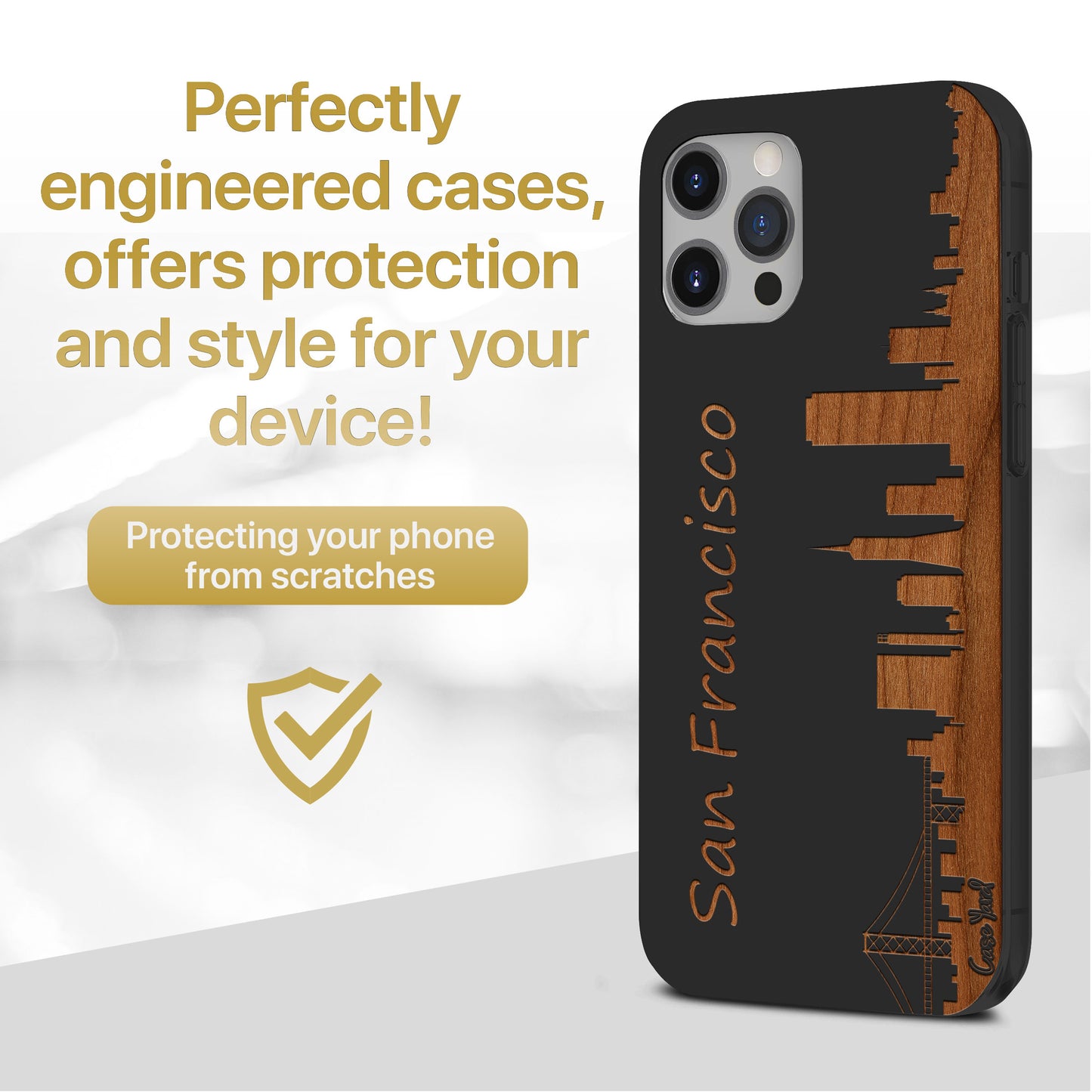 Skyline San Francisco Wooden Laser Engraved Phone Case