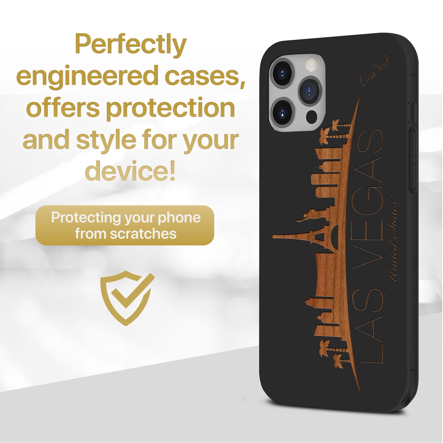 Skyline Vegas Wooden Laser Engraved Phone Case for iPhone