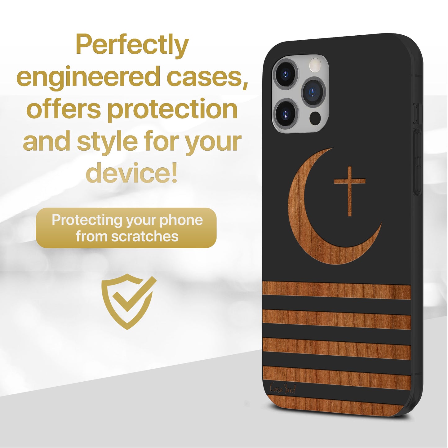 Crescent Moon Wooden Laser Engraved Phone Case for iPhone & Samsung Phones