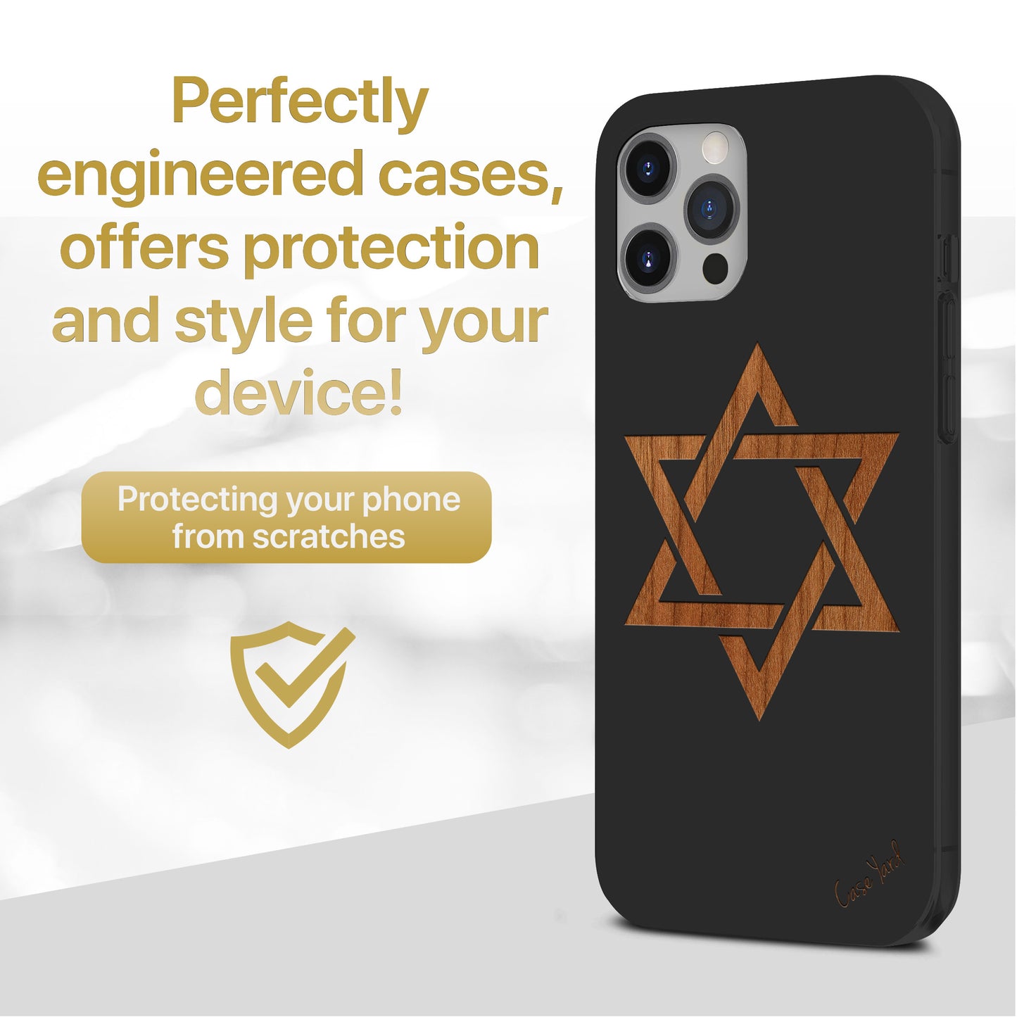 David Star Wooden Laser Engraved Phone Case