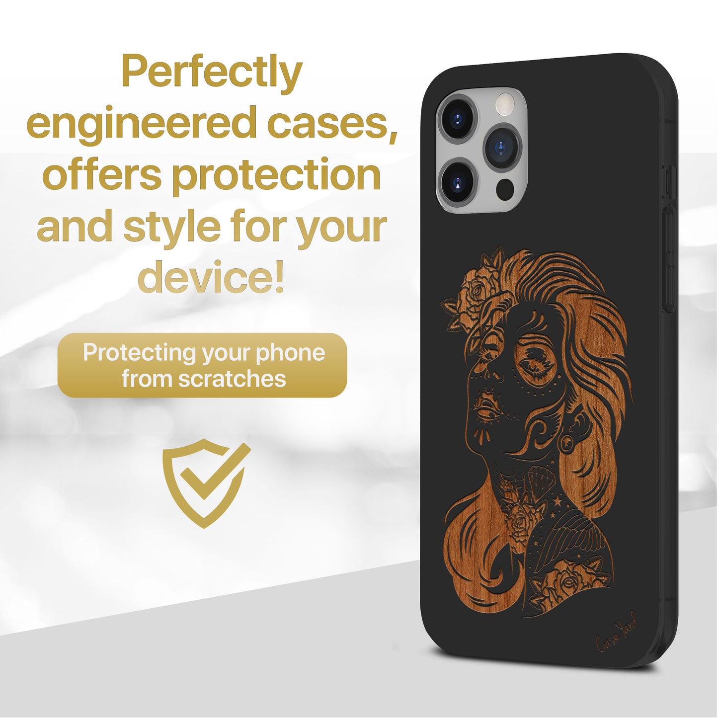 Sucra Donna Day Of Dead Wooden Laser Engraved Phone Case