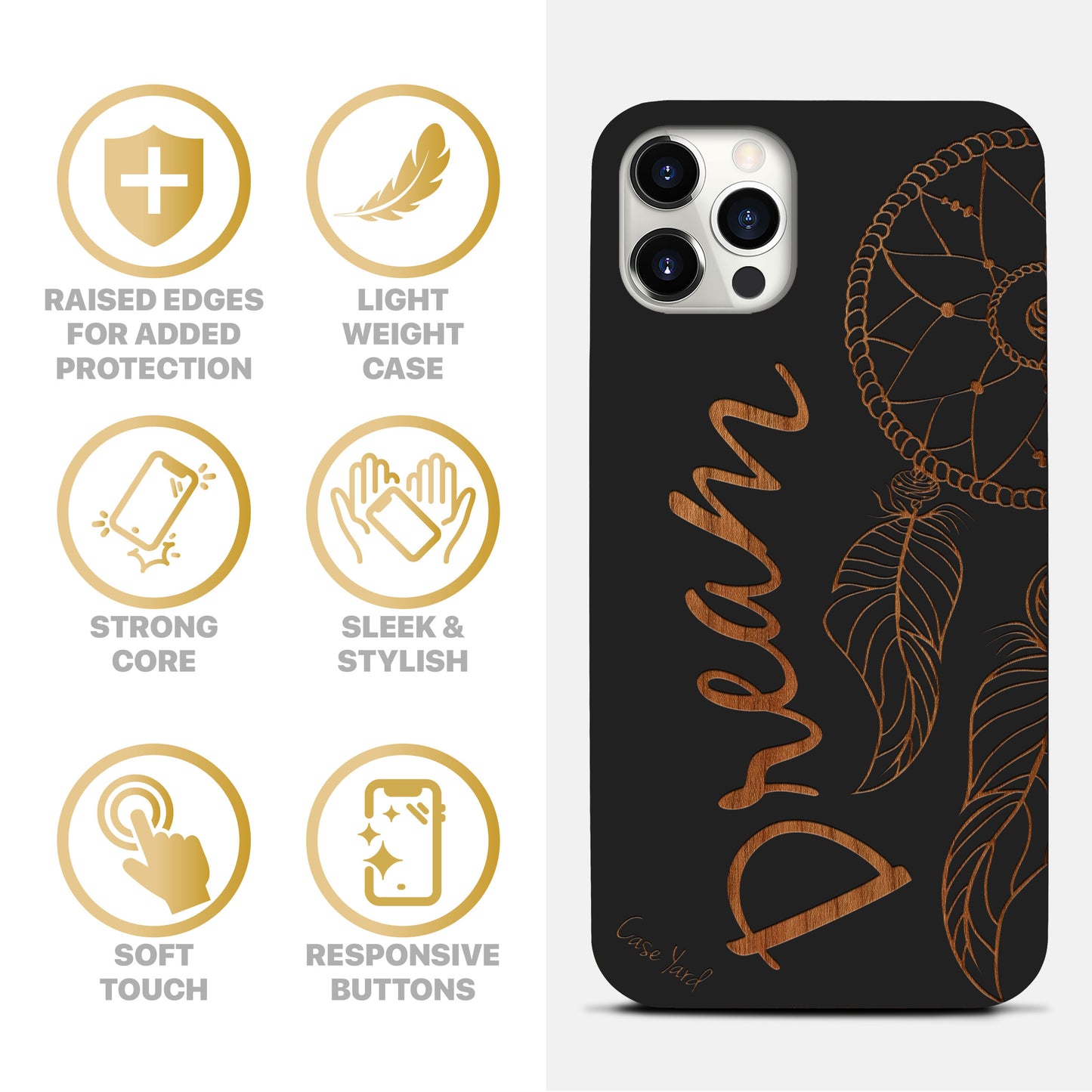 Half Dream DC Wooden Laser Engraved Phone Case for iPhone