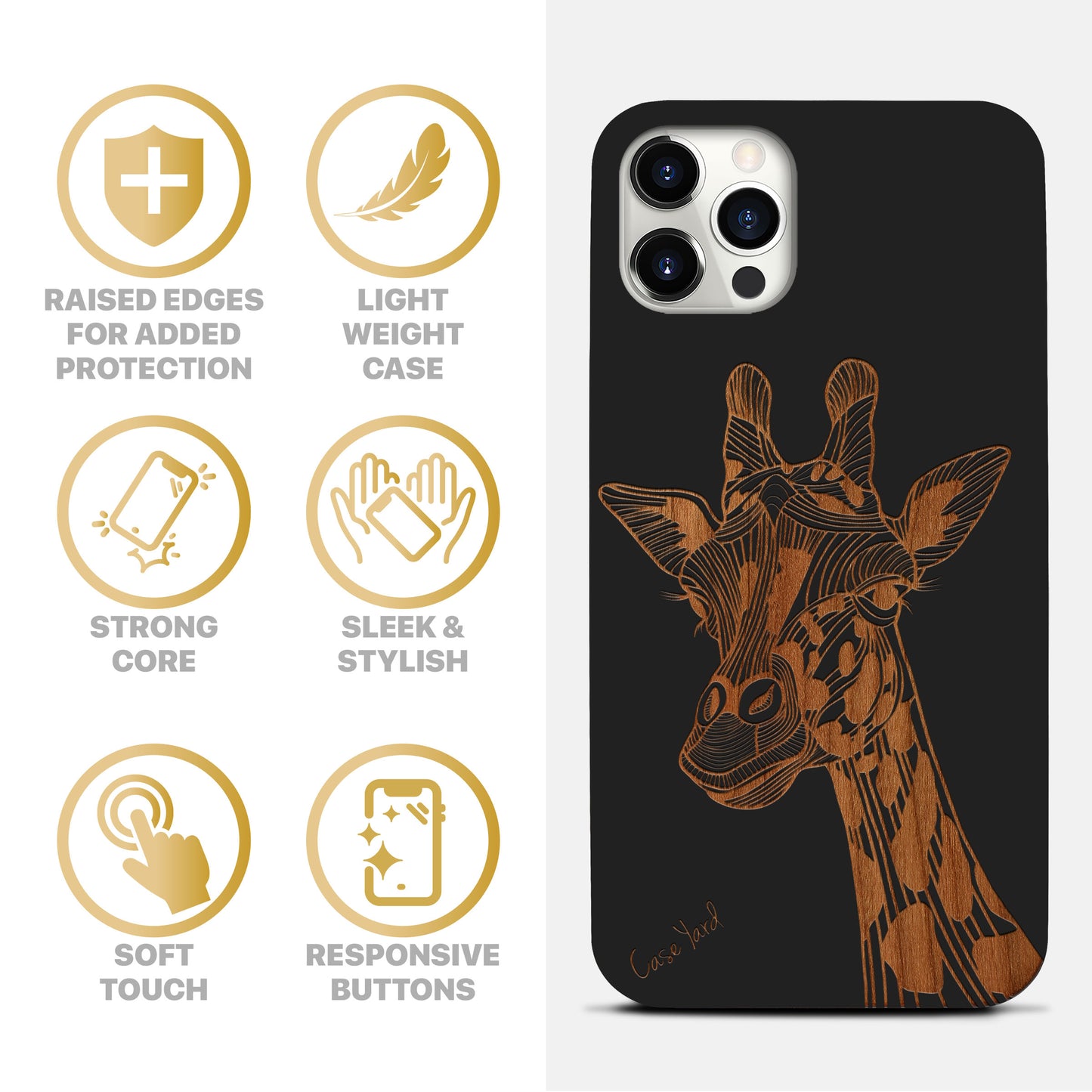 Giraffe Wood Wooden Laser Engraved Phone Case for iPhone