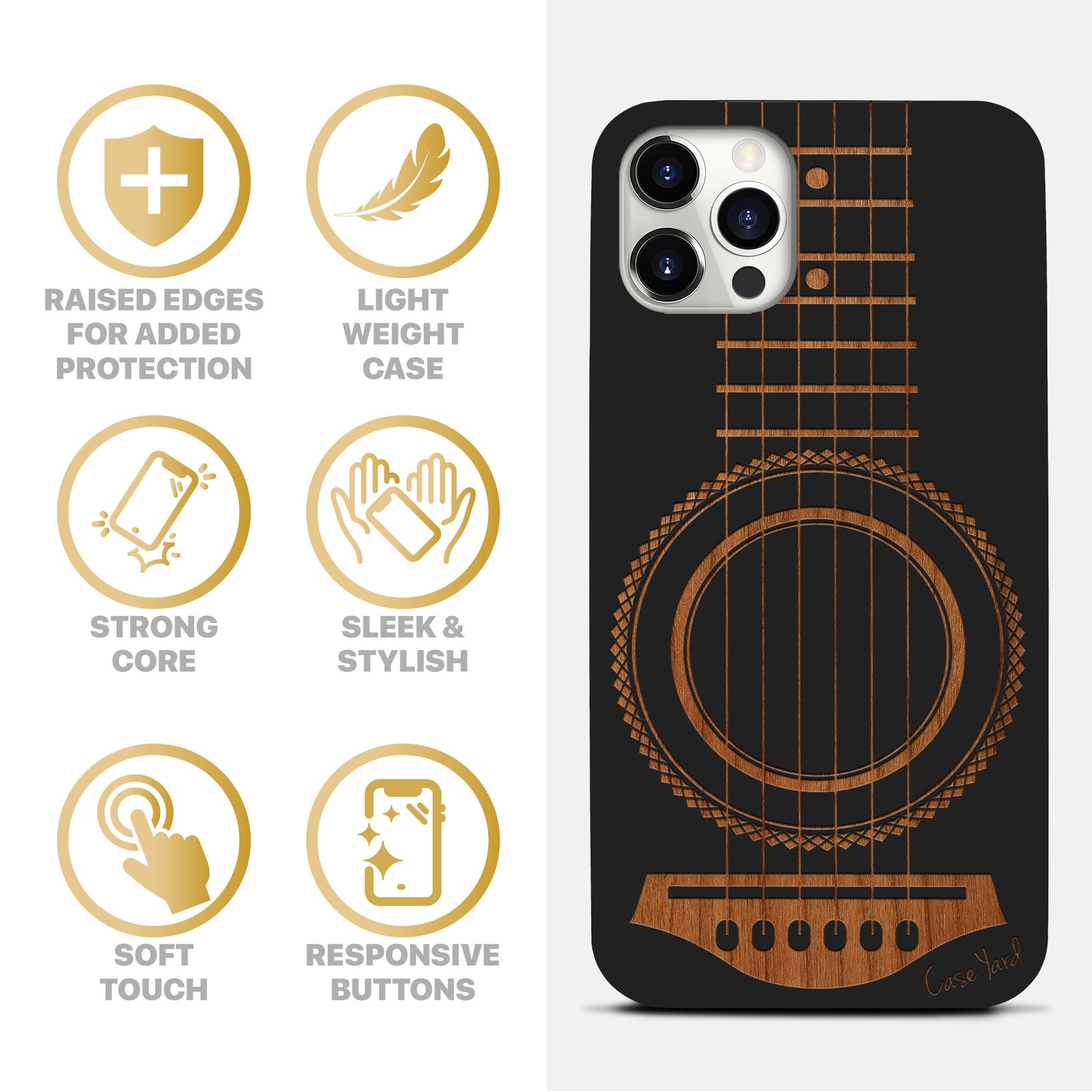 Guitar Case Wooden Laser Engraved Phone Case for iPhone