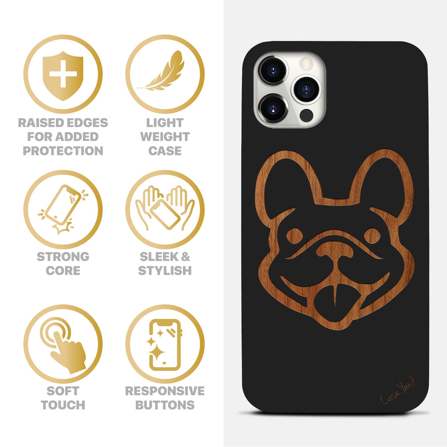 Dog Face Wooden Laser Engraved Phone Case for iPhone & Samsung Phones