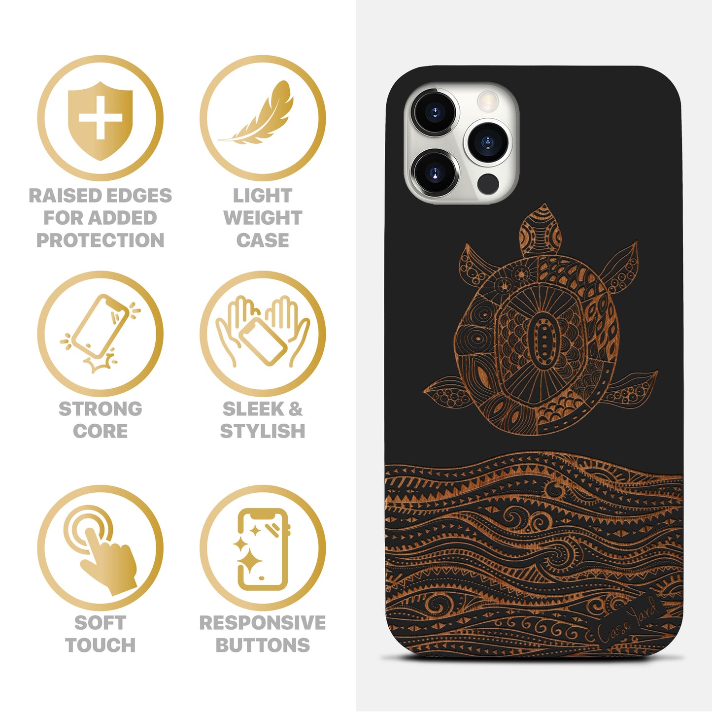 Sea Turtle Wooden Laser Engraved Phone Case for iPhone