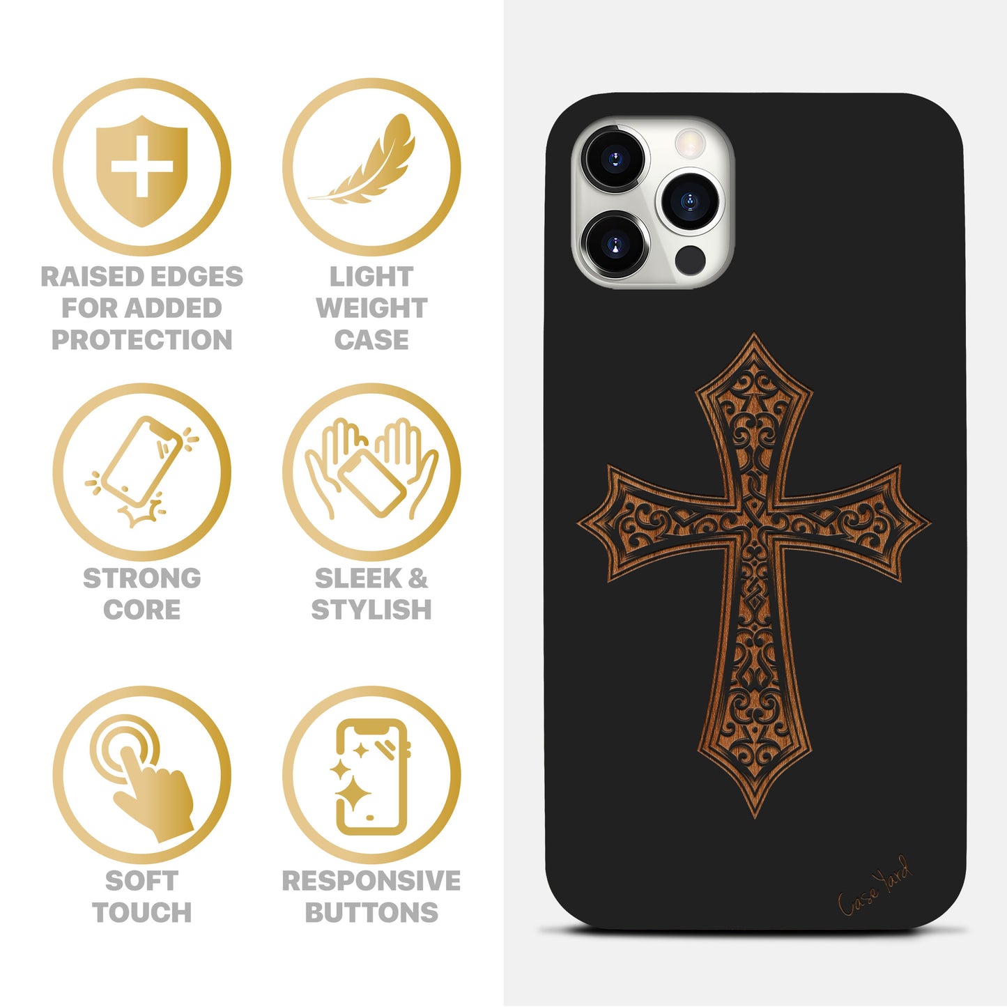 Cross 7 Wooden Laser Engraved Phone Case