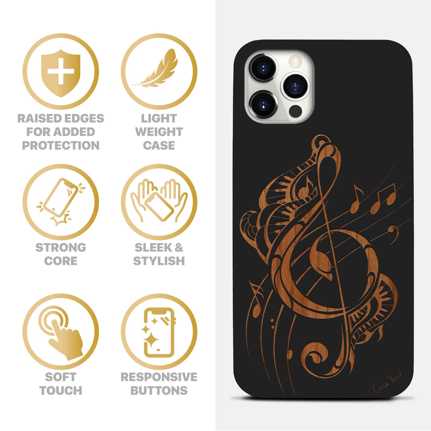 Tribal Music Note Wooden Laser Engraved Phone Case