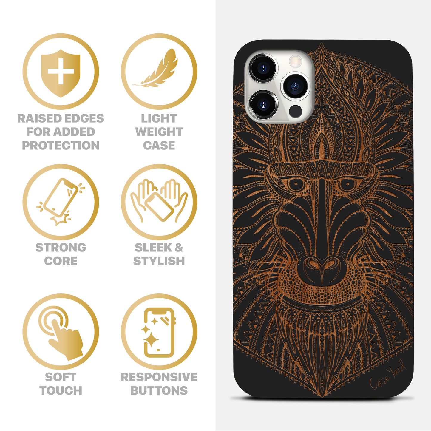 Baboon Monkey Wooden Laser Engraved Phone Case