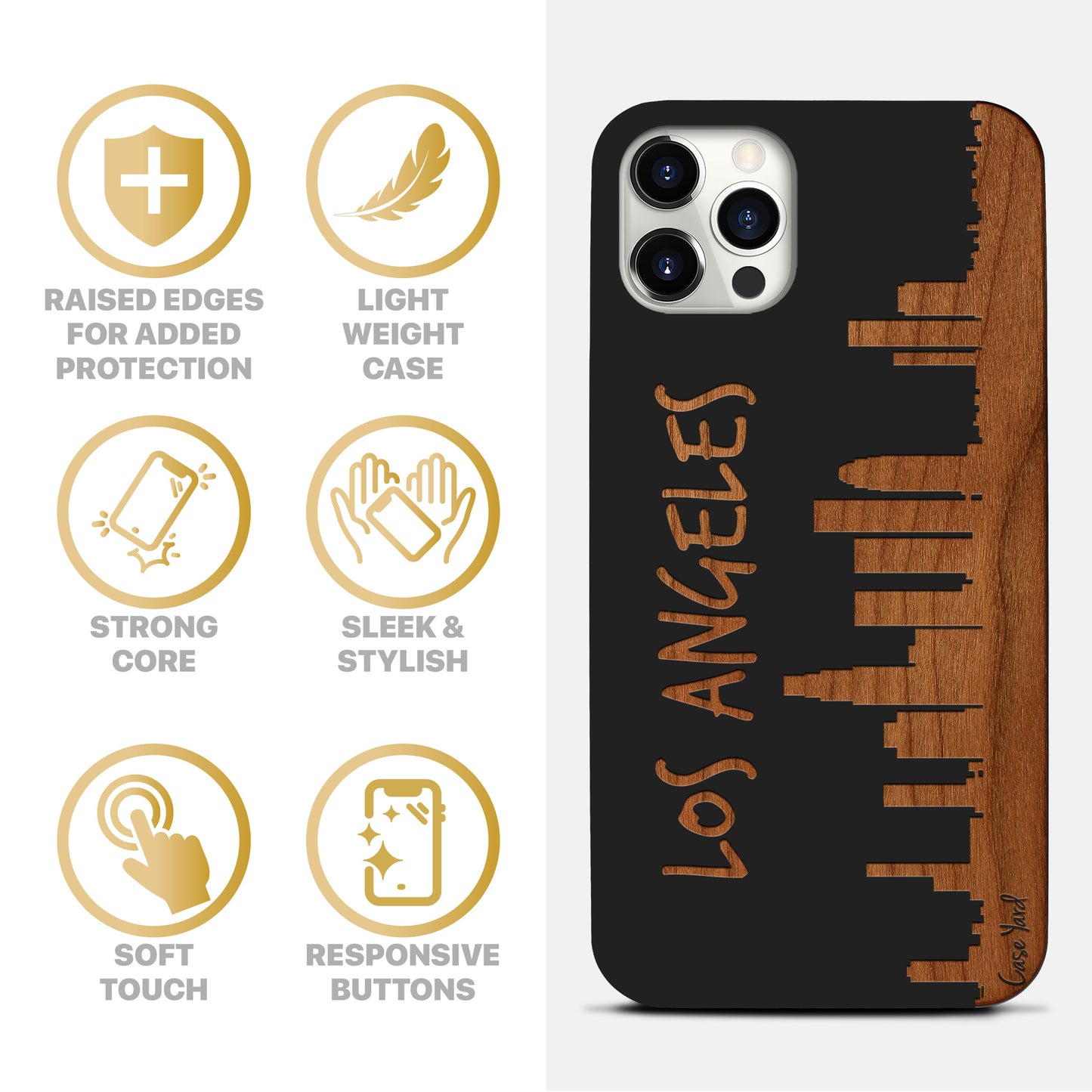 Skyline LA Wooden Laser Engraved Phone Case