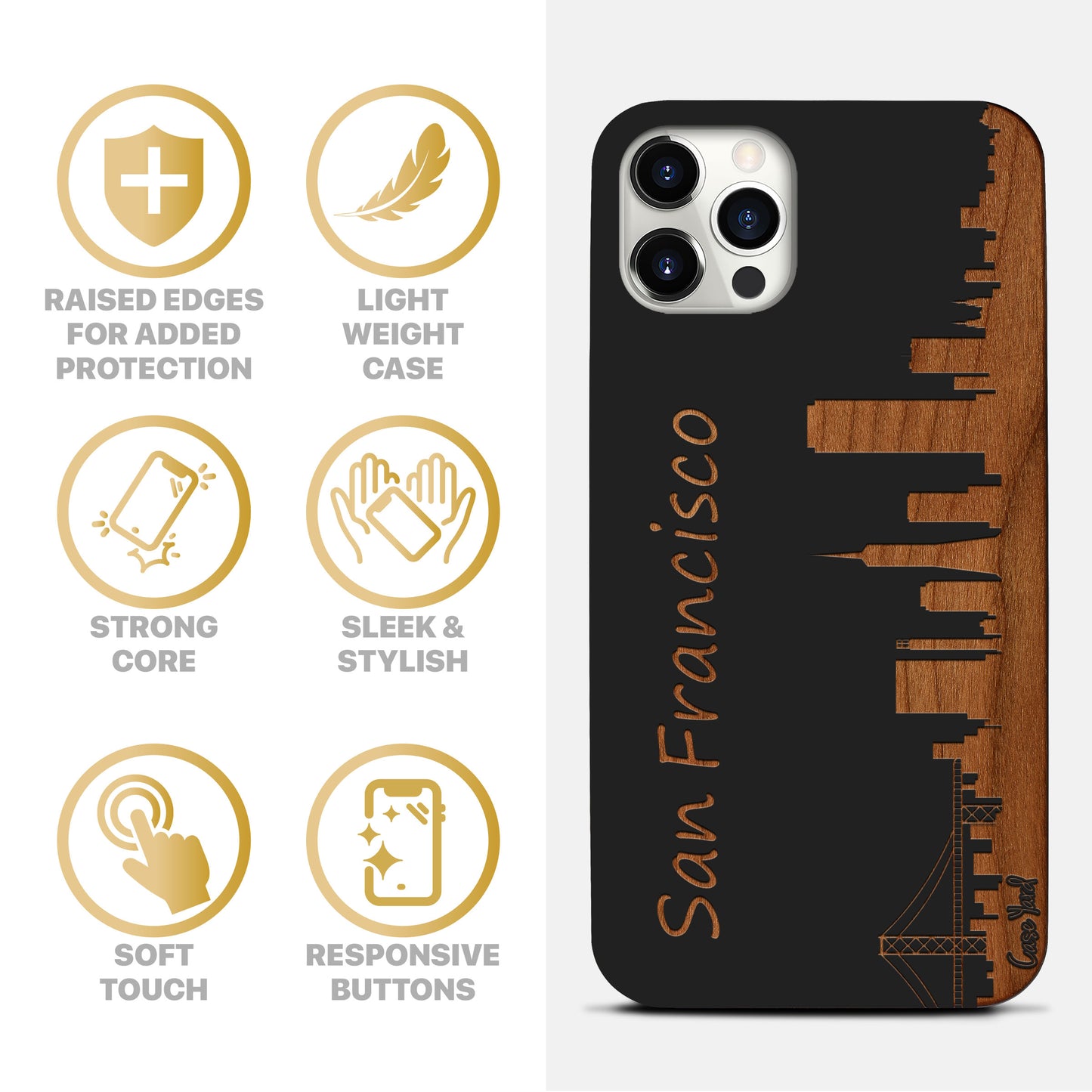 Skyline San Francisco Wooden Laser Engraved Phone Case
