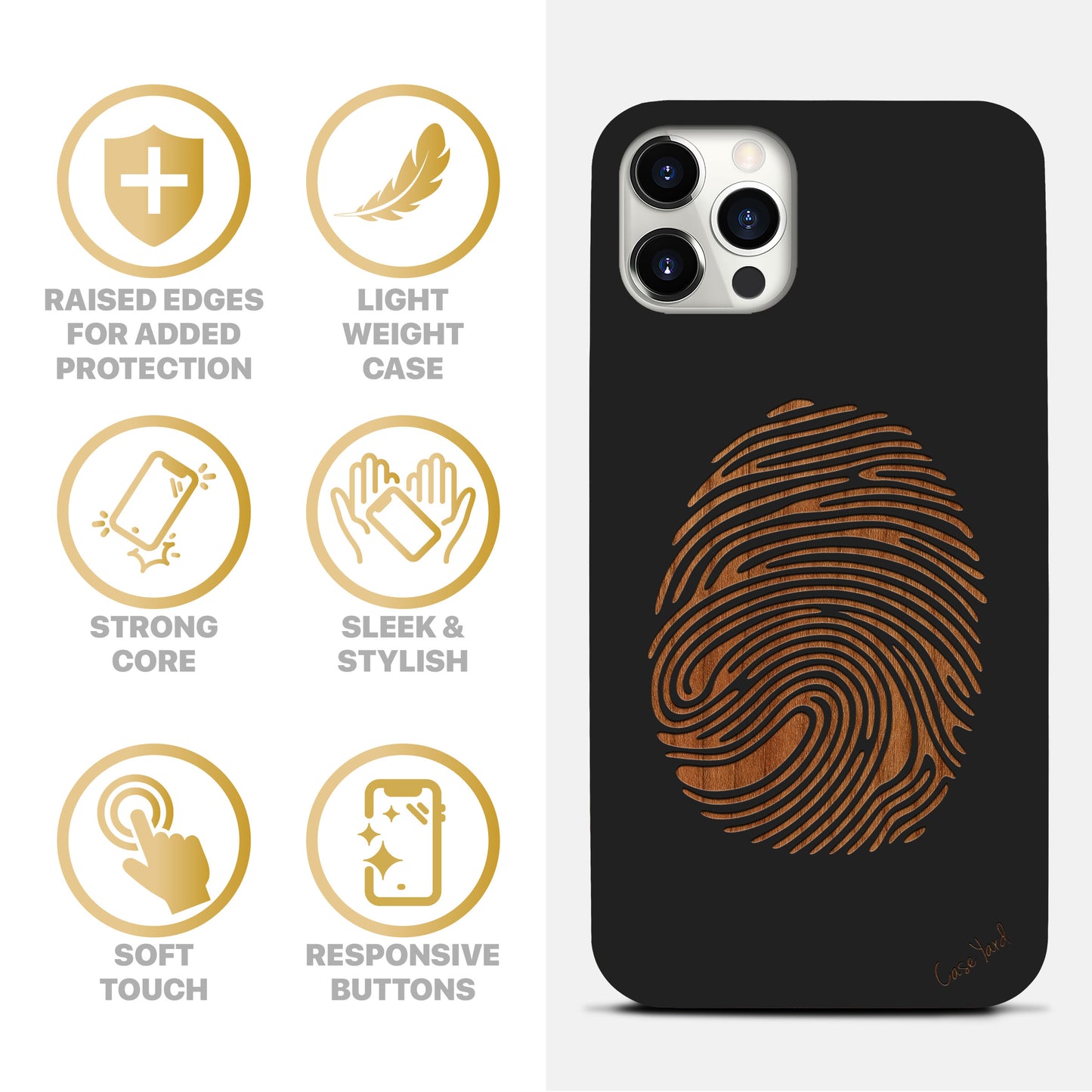 Finger Print Wooden Laser Engraved Phone Case