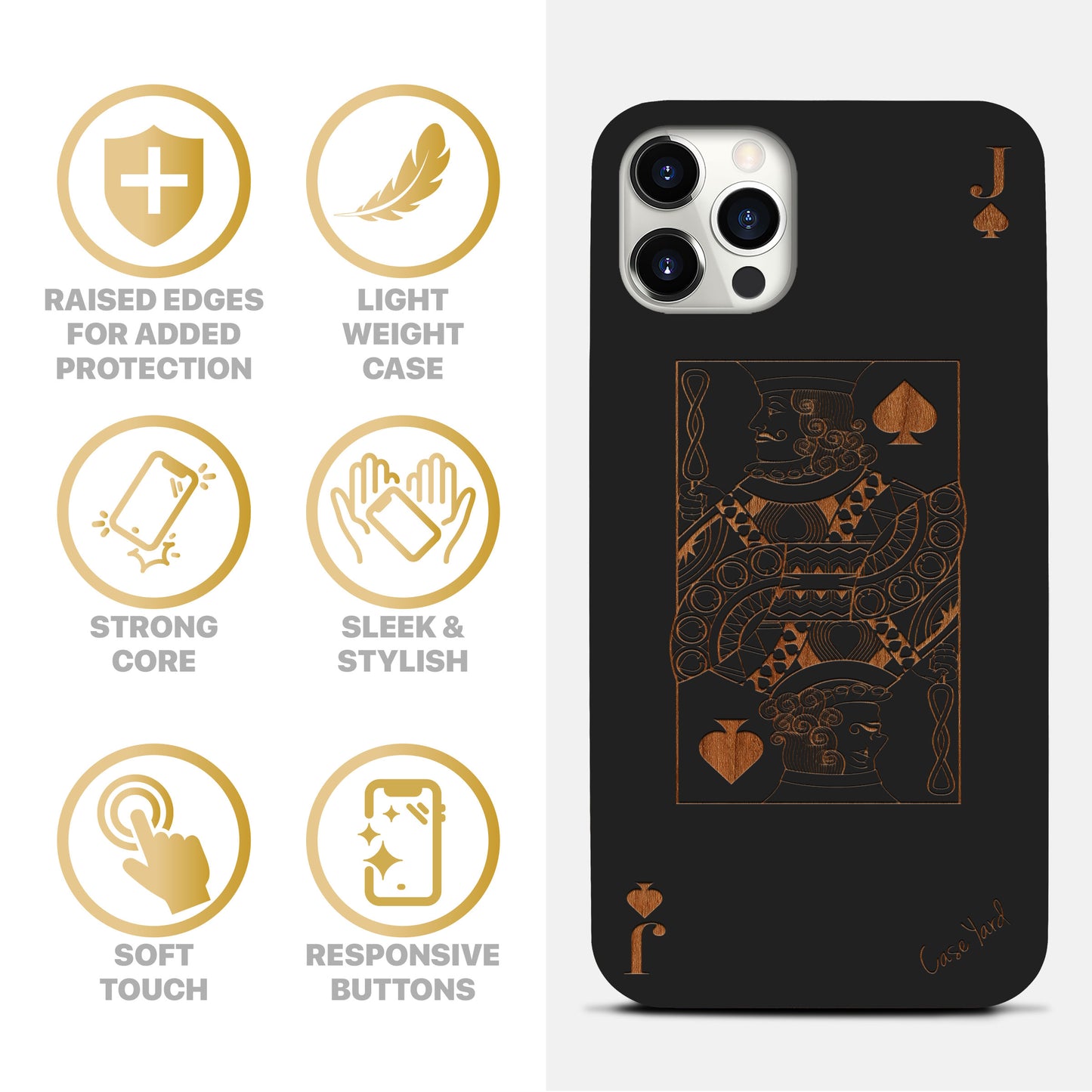 Jack of Spade Wooden Laser Engraved Phone Case