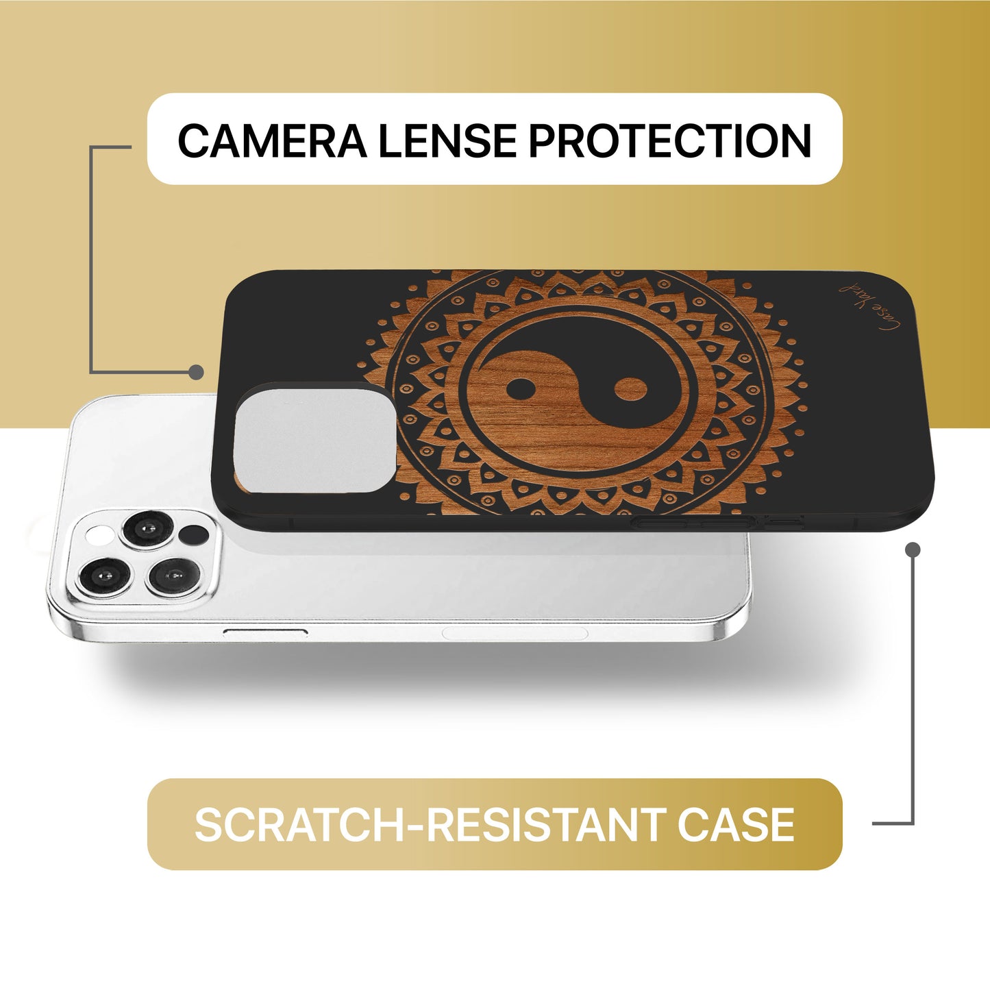 YingYang Mandala Wooden Laser Engraved Phone Case for iPhone