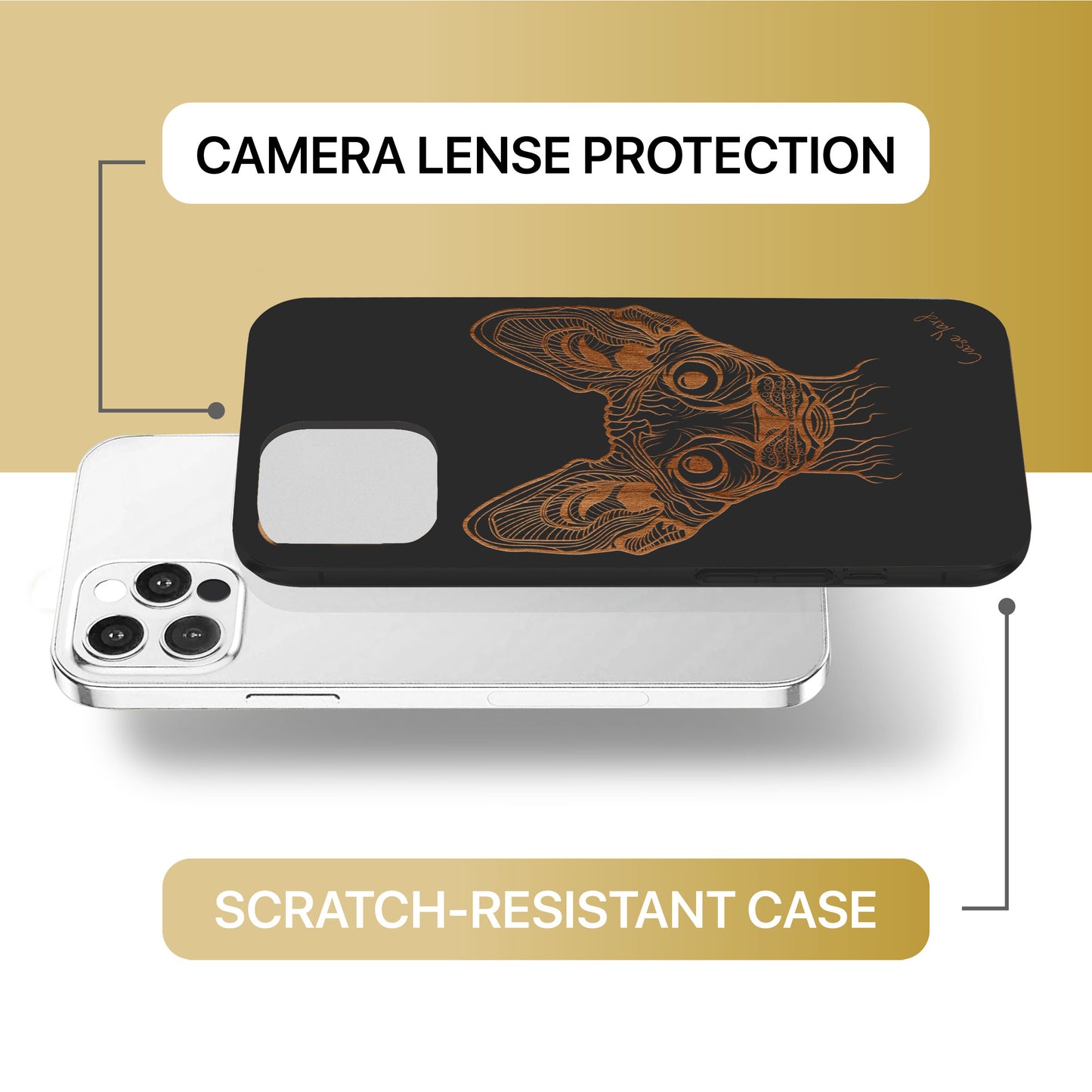 Bob Cat Wooden Laser Engraved Phone Case for iPhone & Samsung Phones