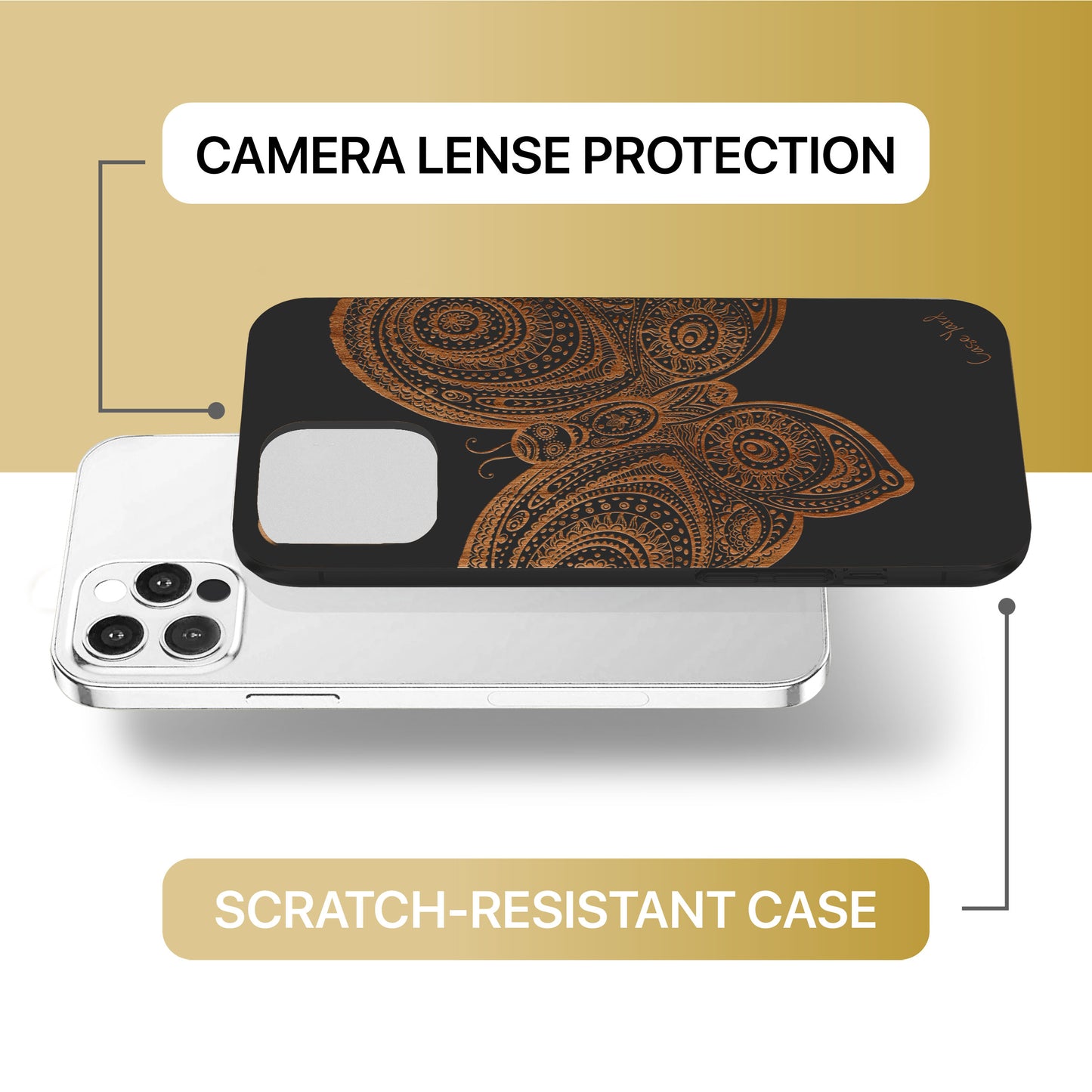 Butterfly Wooden Laser Engraved Phone Case for iPhone & Samsung Phones