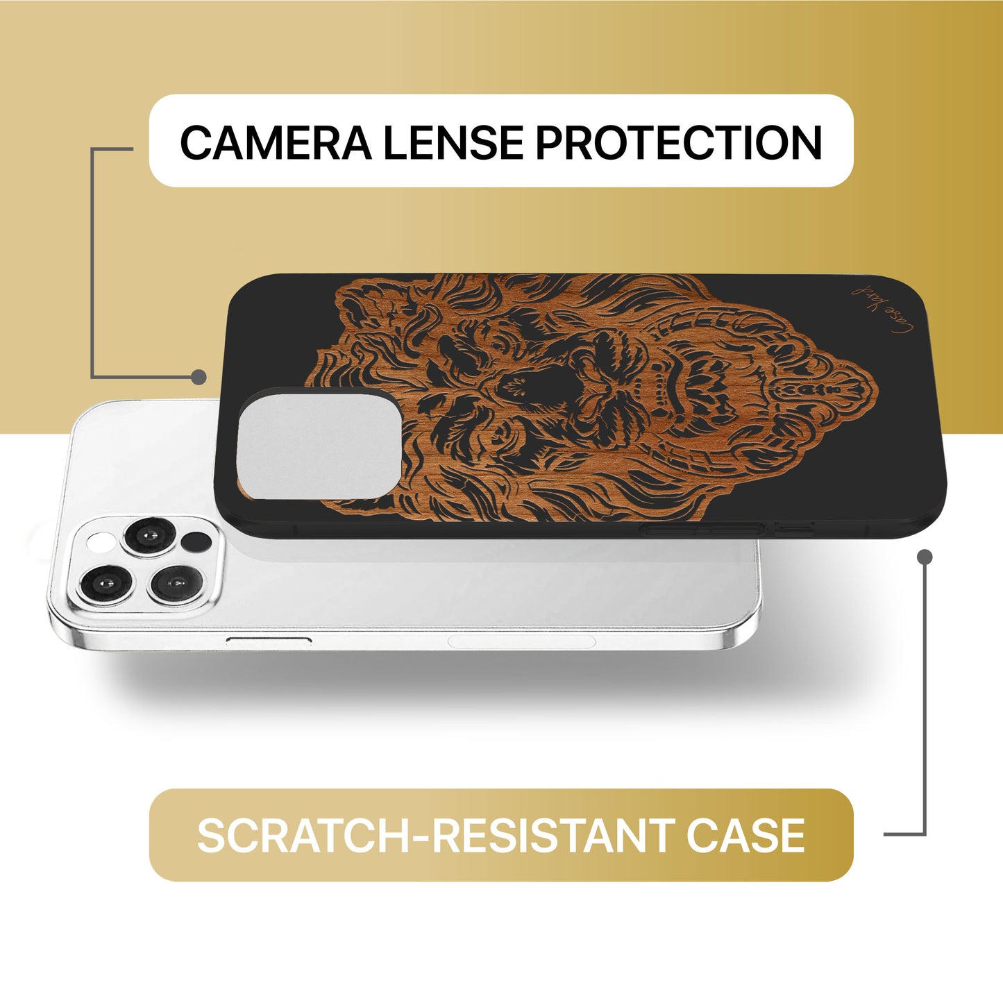 Victorian Lion Wooden Laser Engraved Phone Case for iPhone