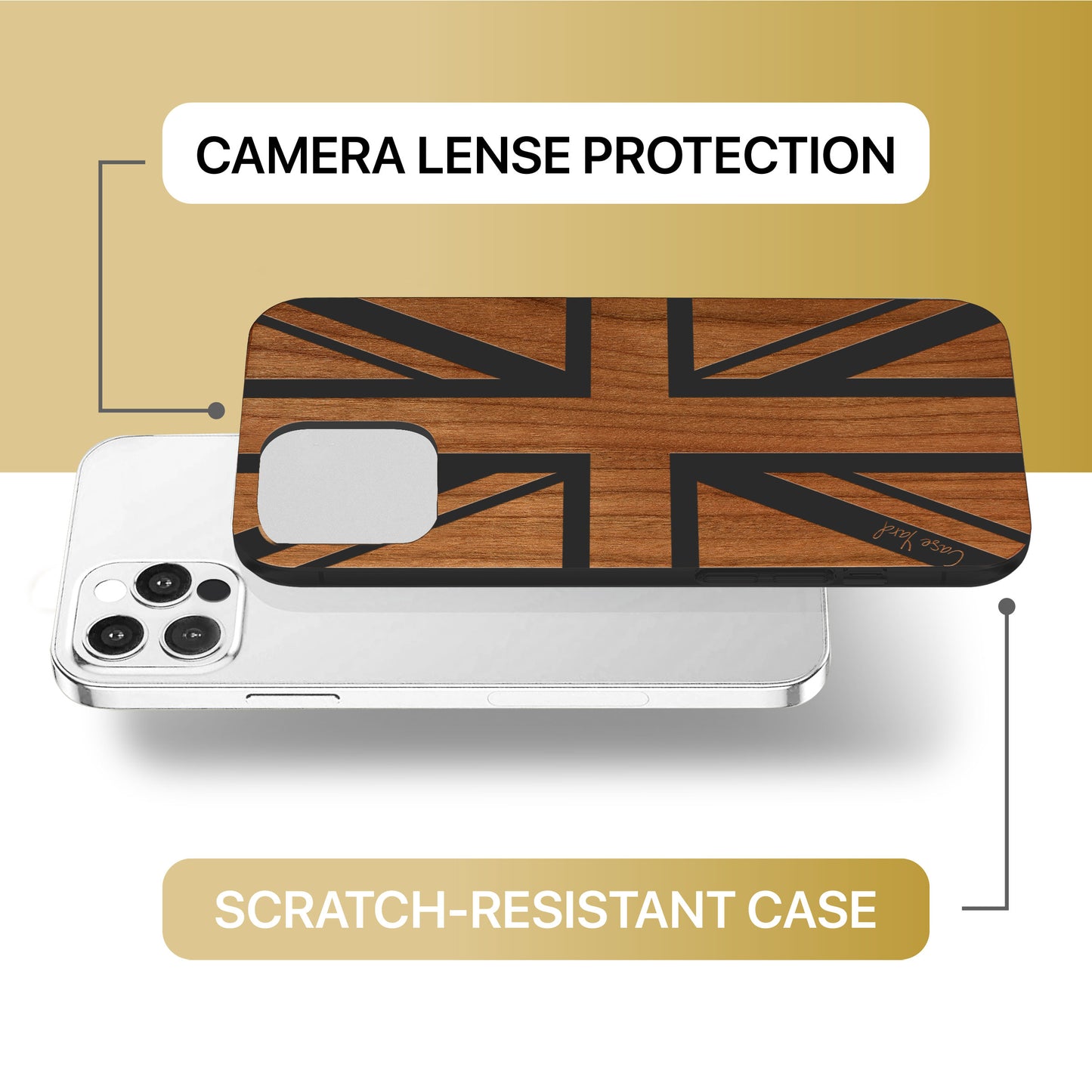 Union Jack Wooden Laser Engraved Phone Case for iPhone