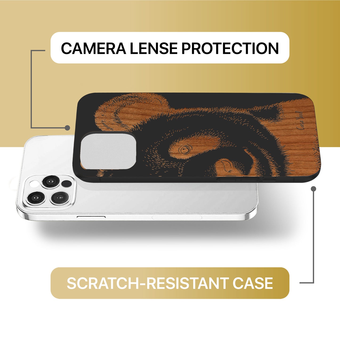 Panda Face Wood Wooden Laser Engraved Phone Case for iPhone