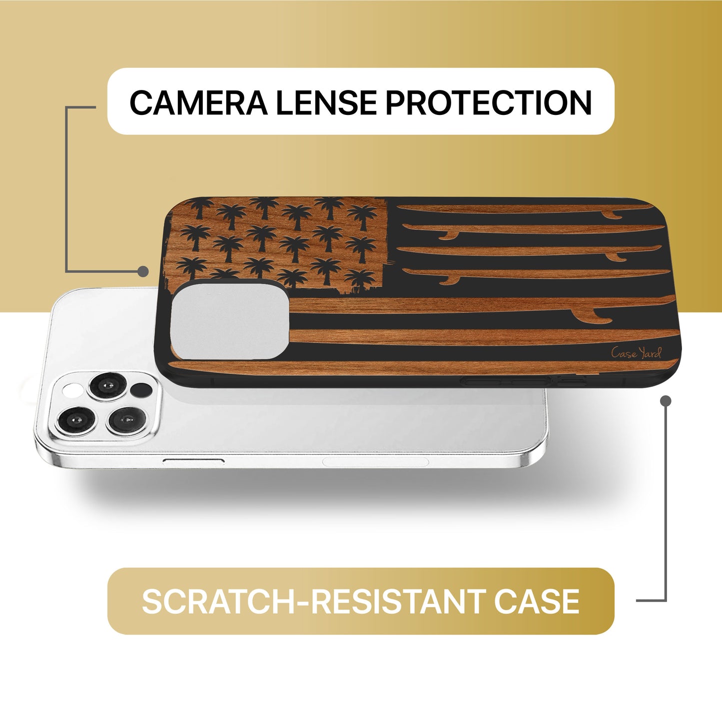 Surfing Flag Wooden Laser Engraved Phone Case for iPhone