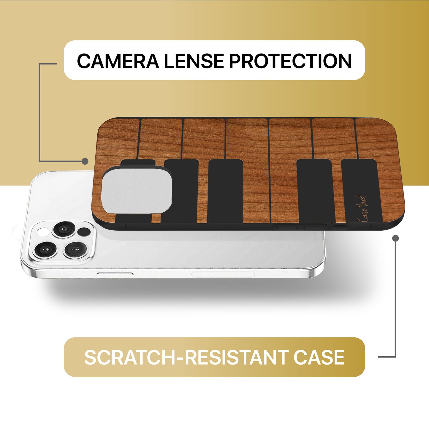 White Black Piano Wooden Laser Engraved Phone Case for iPhone