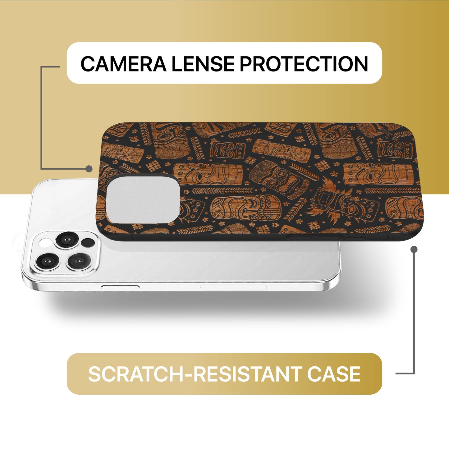 Mask Wooden Laser Engraved Phone Case for iPhone