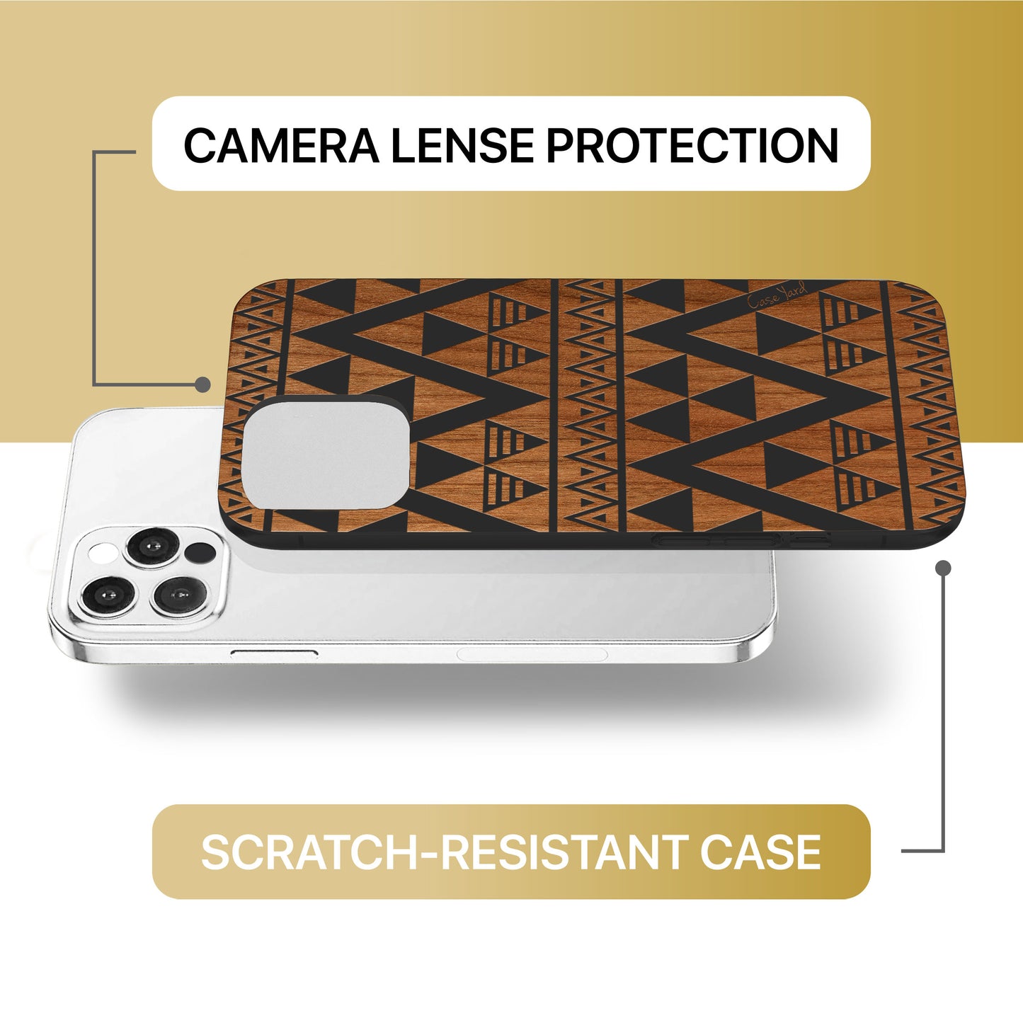 Triangle Pattern Wooden Laser Engraved Phone Case for iPhone