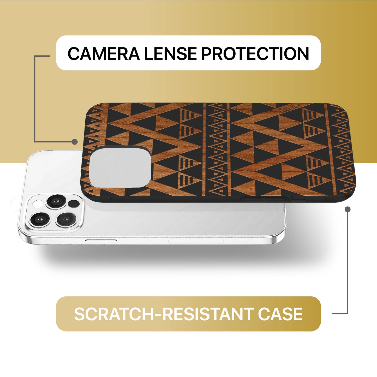 Negative Triangle Pattern Wooden Laser Engraved Phone Case for iPhone