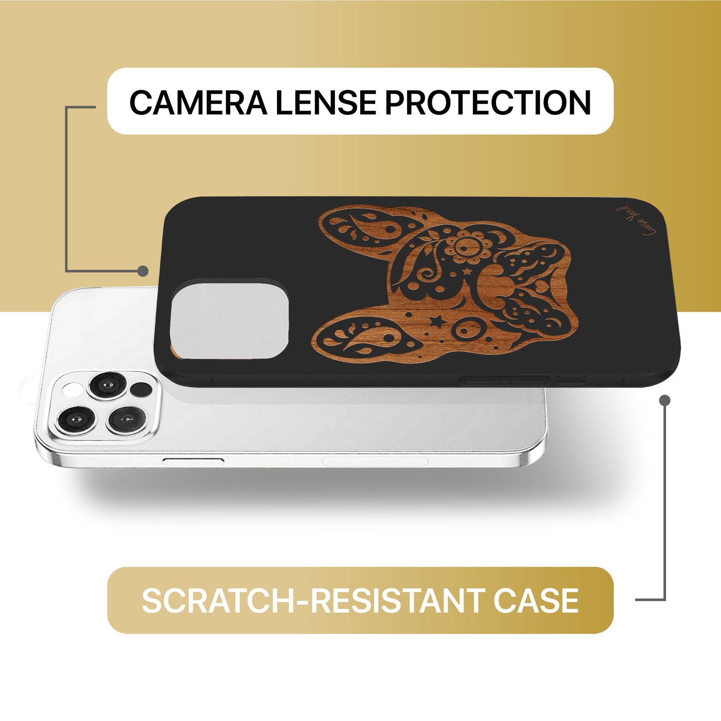 Bulldog Wooden Laser Engraved Phone Case for iPhone & Samsung Phones