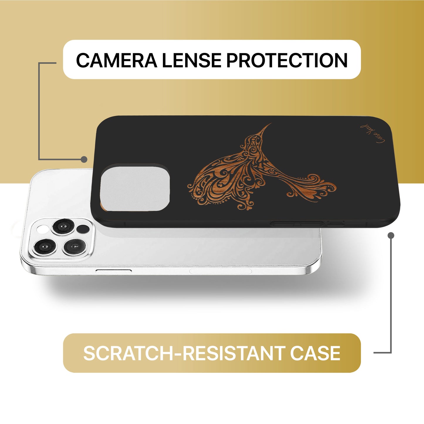 Humming Bird Wooden Laser Engraved Phone Case for iPhone