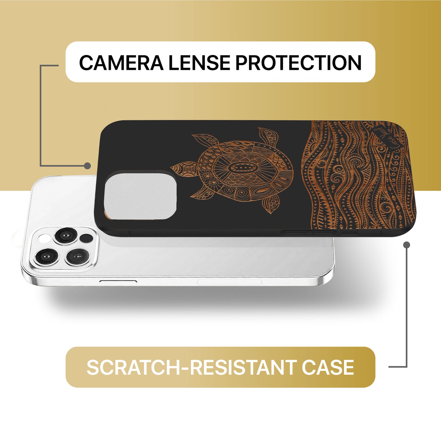 Sea Turtle Wooden Laser Engraved Phone Case for iPhone