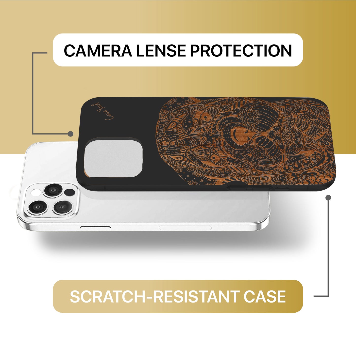 Sad Dog Wooden Laser Engraved Phone Case