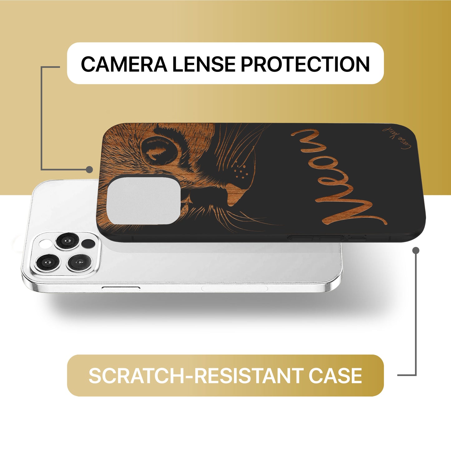 Meow Wooden Laser Engraved Phone Case for iPhone