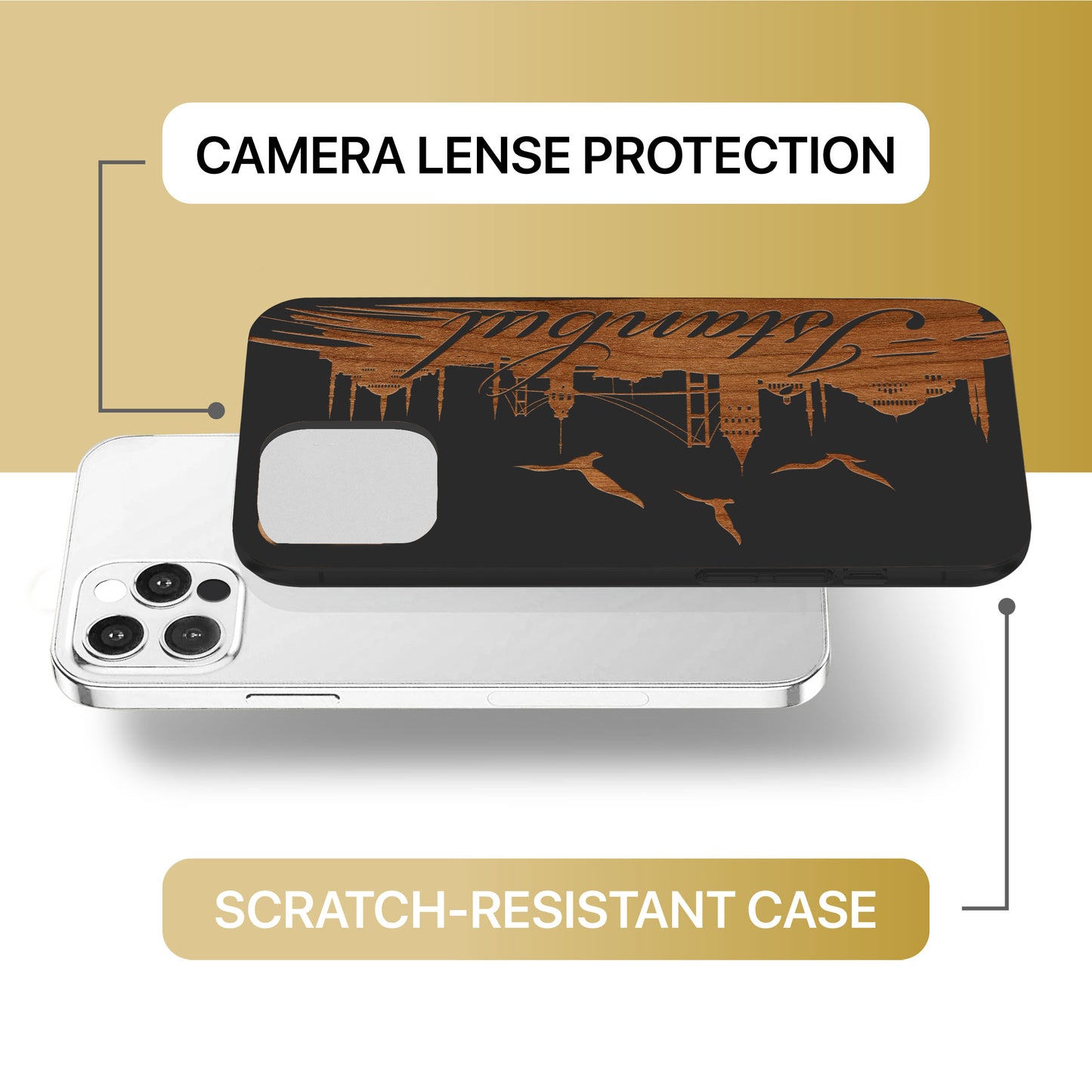 Istanbul Love Wooden Laser Engraved Phone Case for iPhone