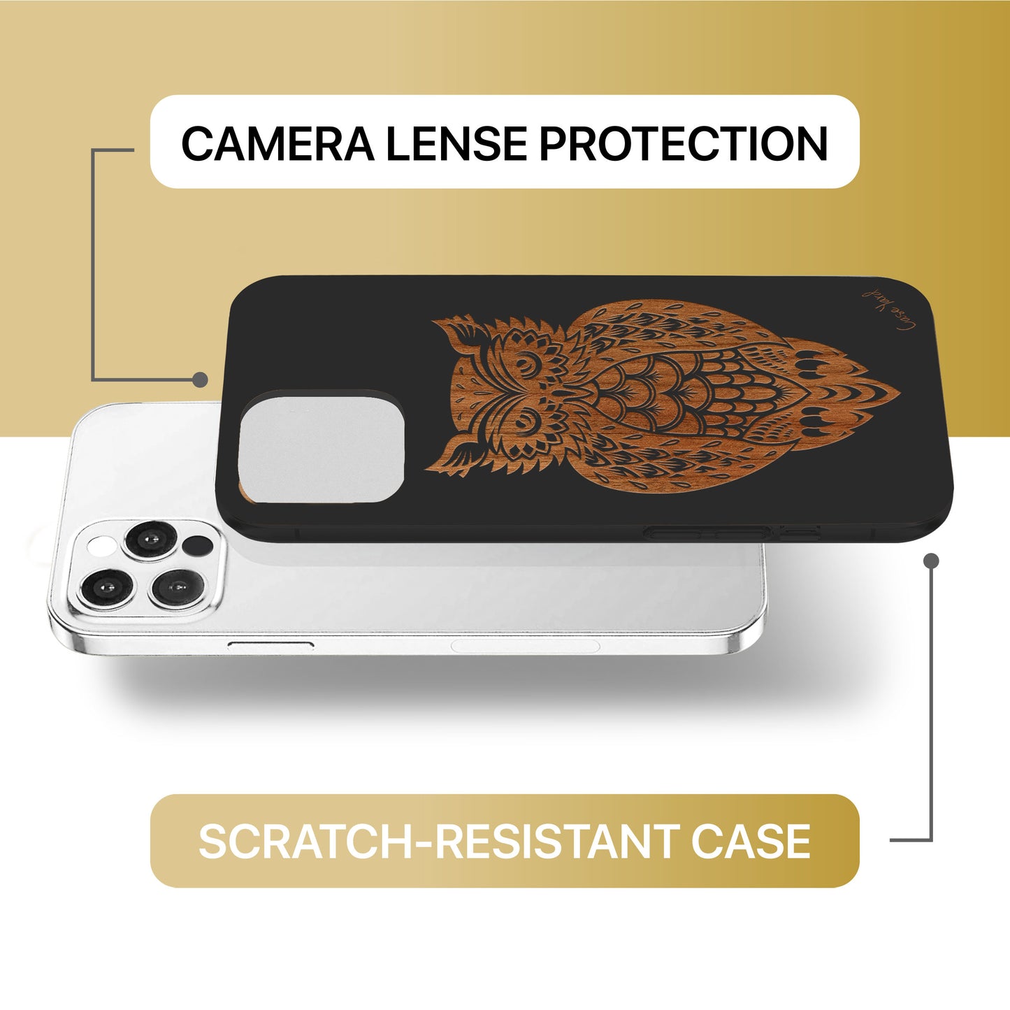 Owl 3 Wooden Laser Engraved Phone Case for iPhone